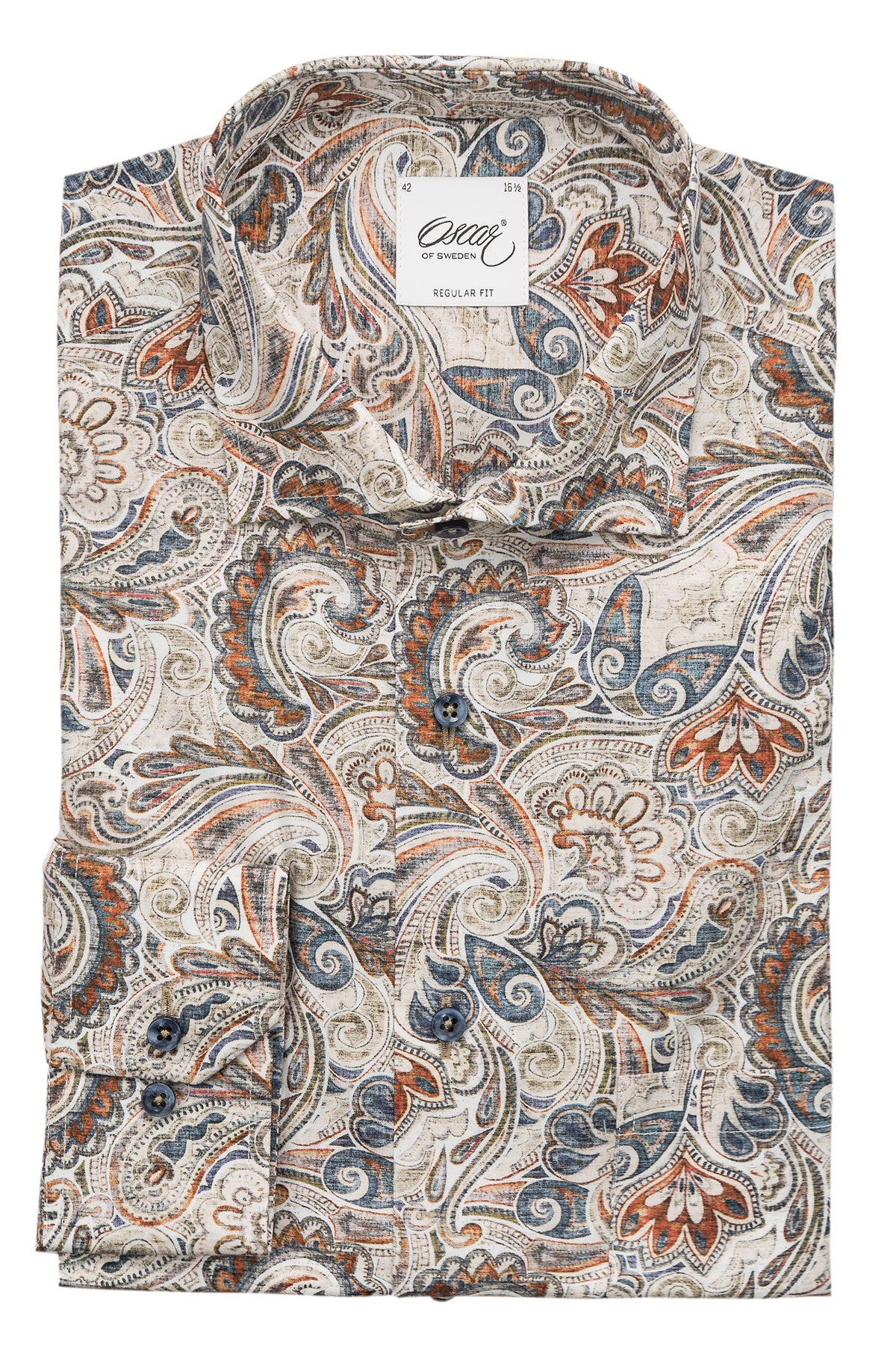 Beige paisley patterned shirt regular fit