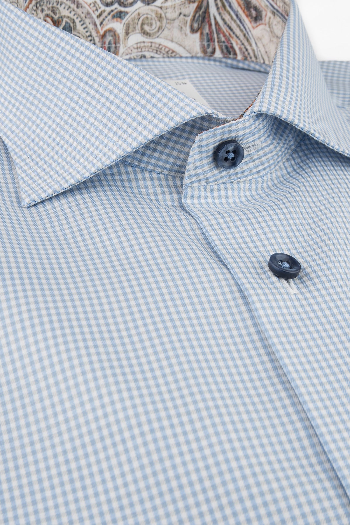 Light blue checked regular fit shirt with contrast details