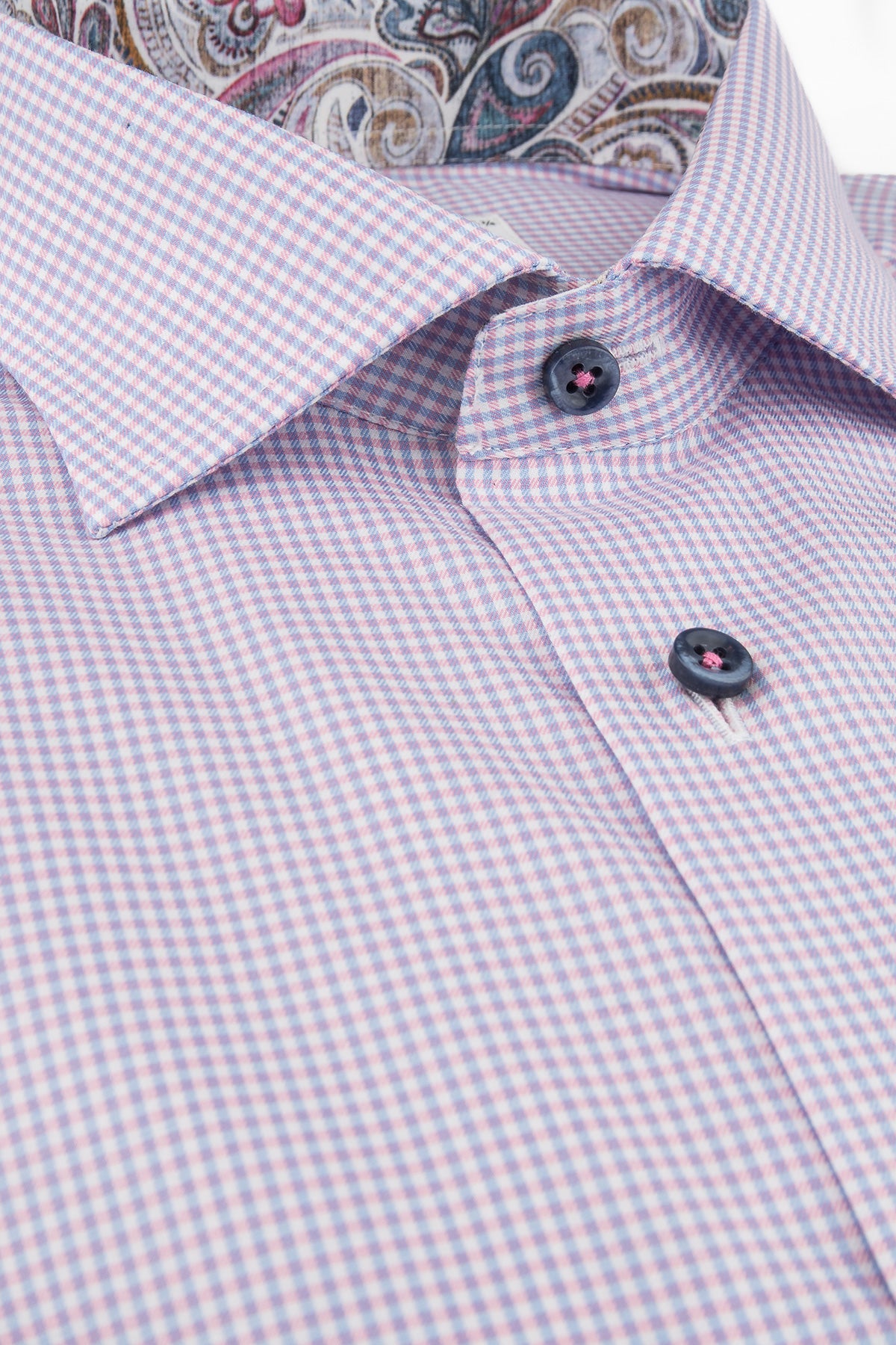 Pink checked regular fit shirt with contrast details