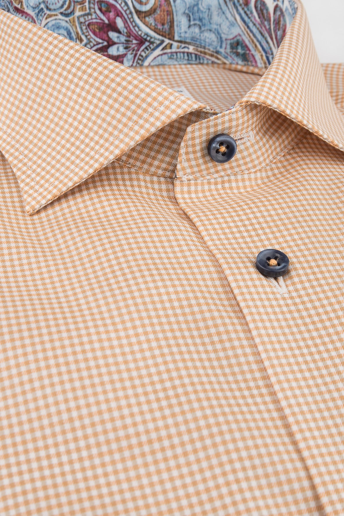 Orange checked regular fit shirt with contrast details