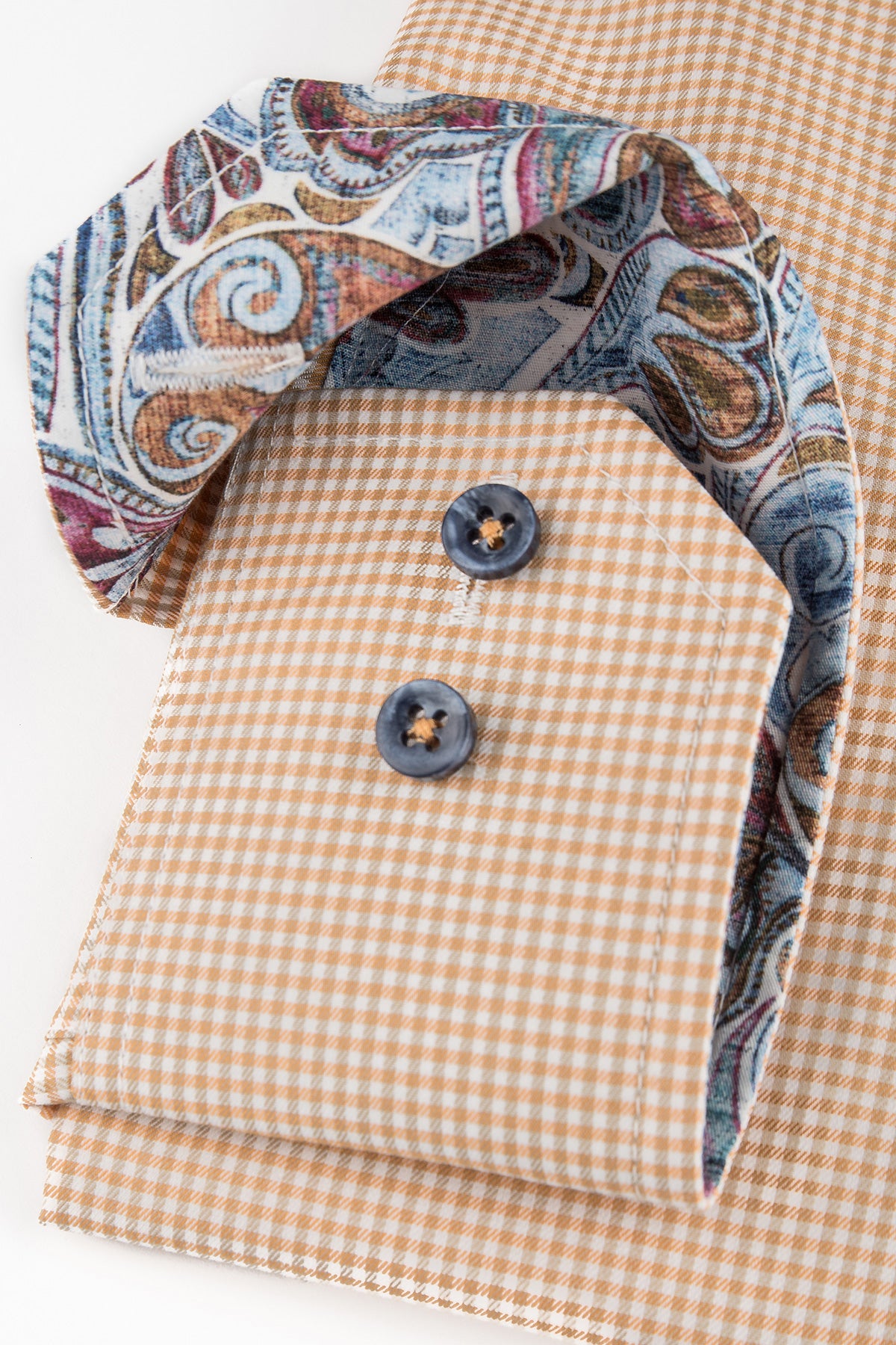 Orange checked regular fit shirt with contrast details