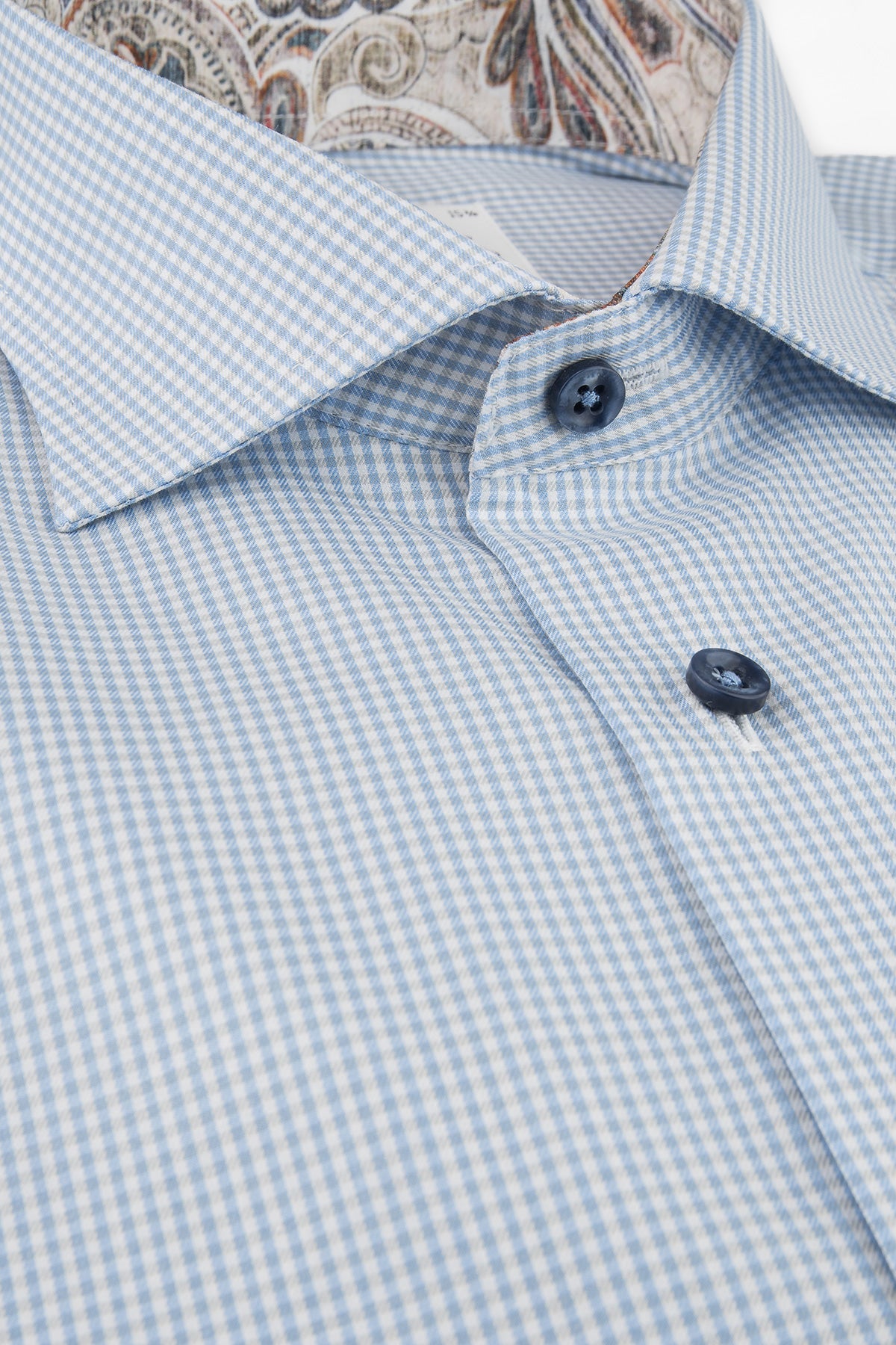 Light blue checked slim fit shirt with contrast details