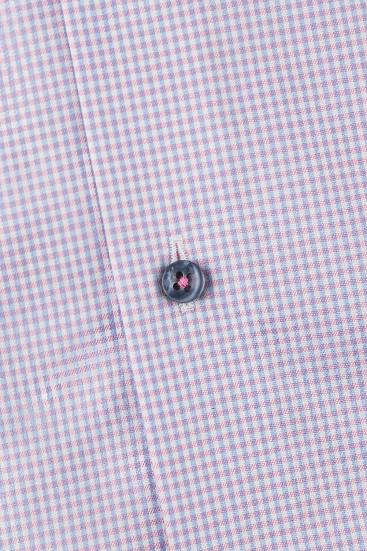 Pink checked slim fit shirt with contrast details