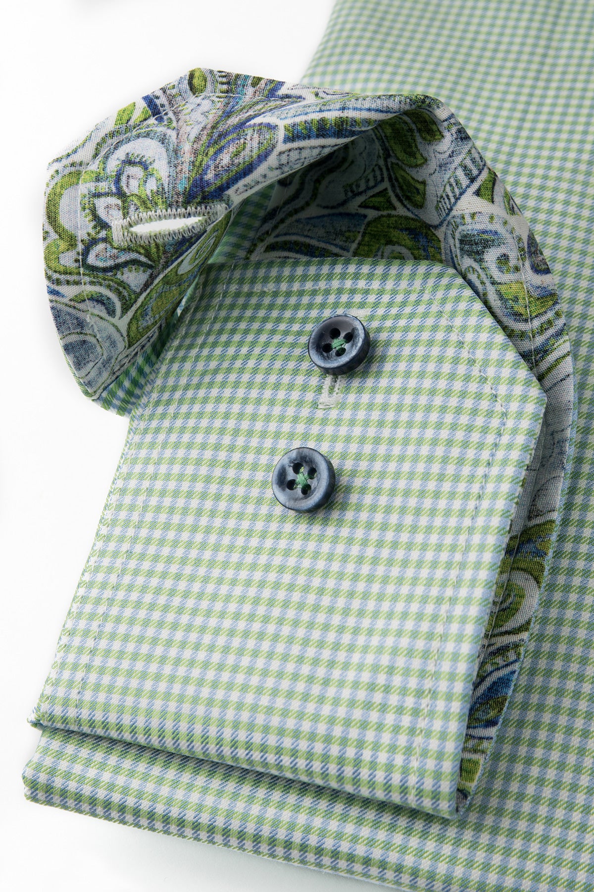 Green checked shirt with contrast details slim fit