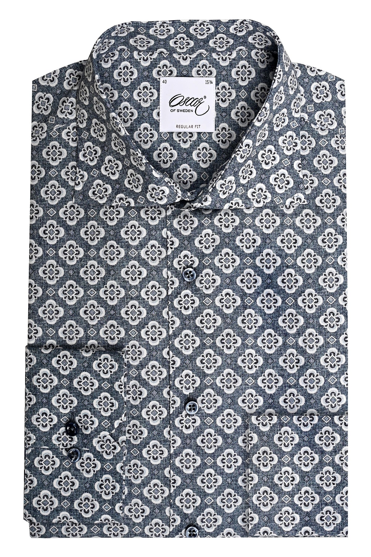 Blue patterned shirt regular fit
