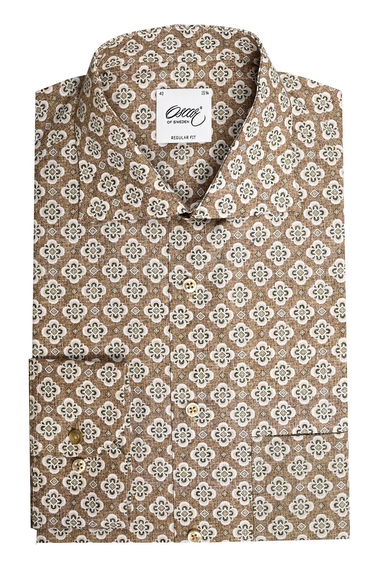 Brown patterned shirt regular fit
