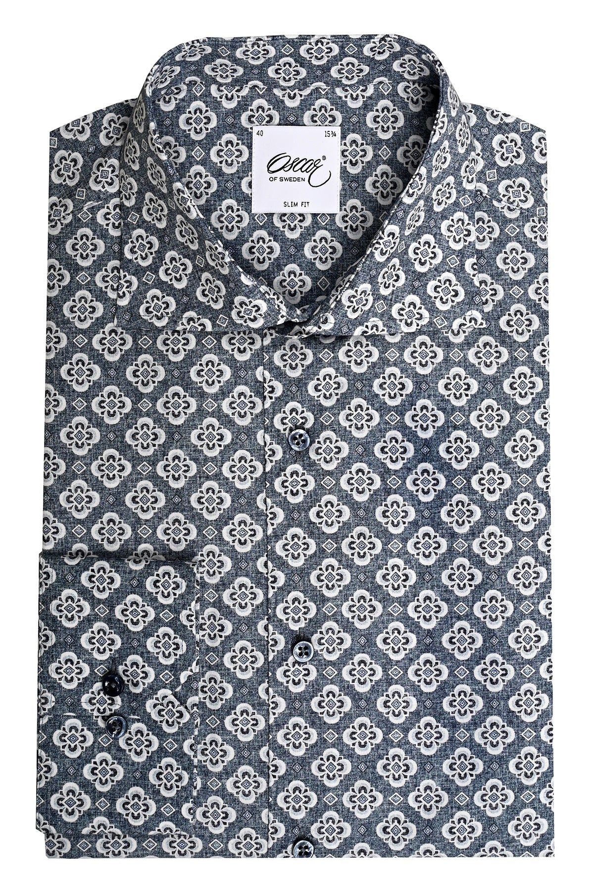 Blue patterned slim fit shirt