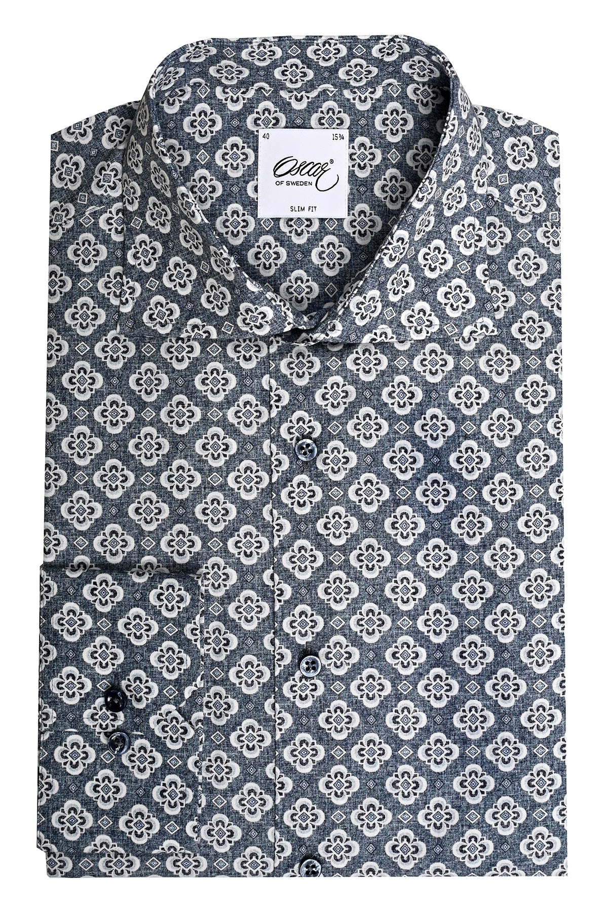 Blue printed slim fit shirt