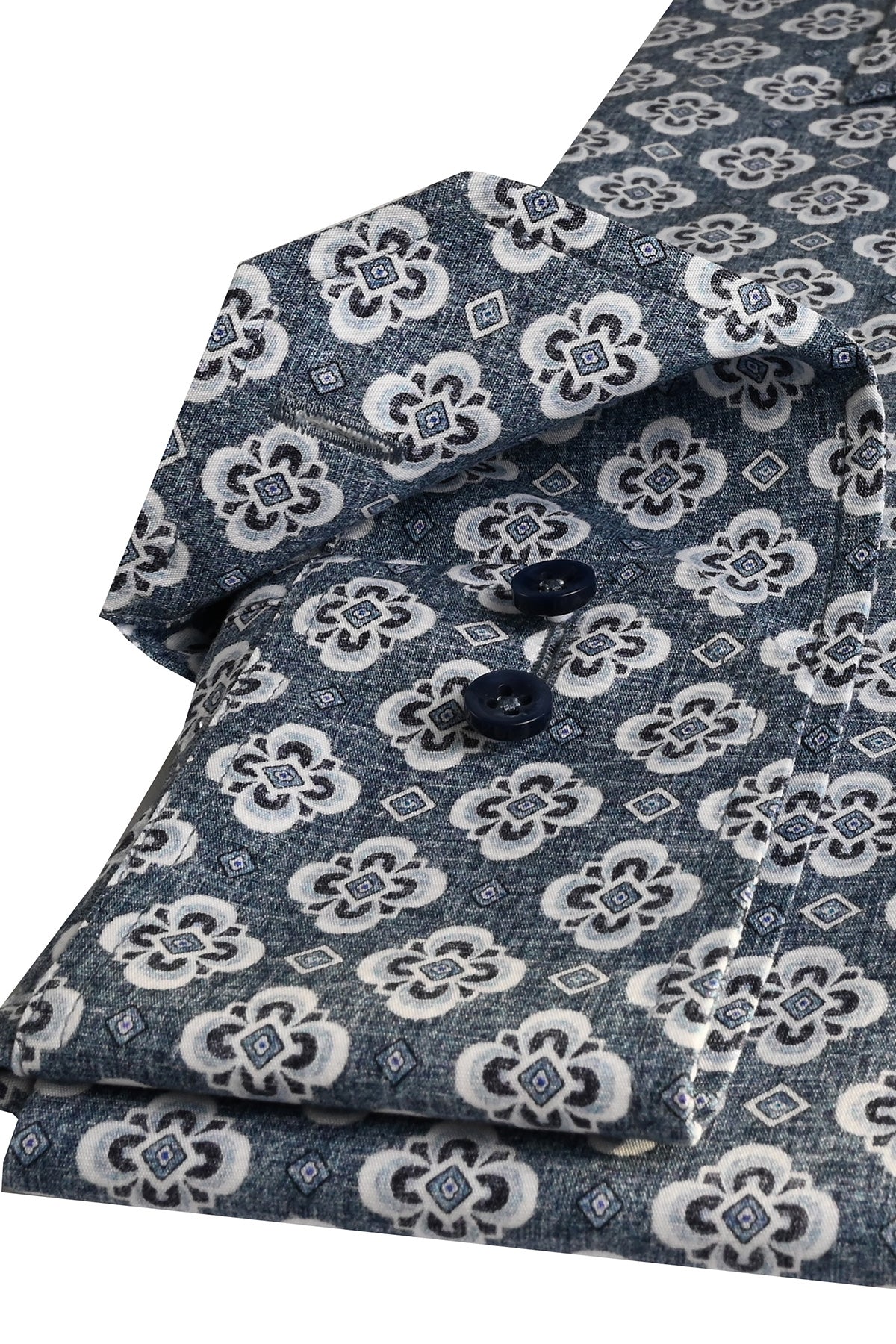 Blue patterned slim fit shirt
