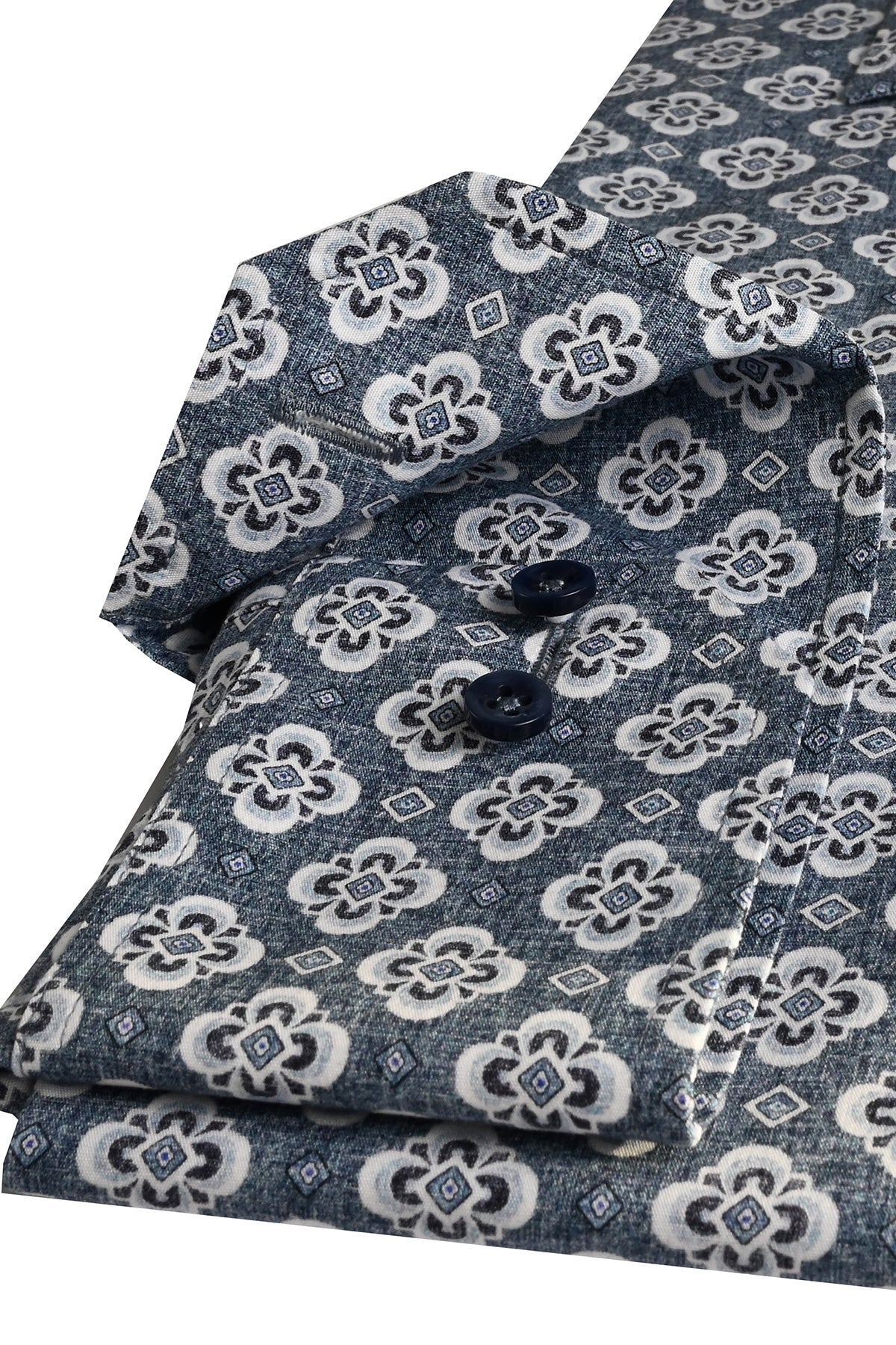 Blue printed slim fit shirt