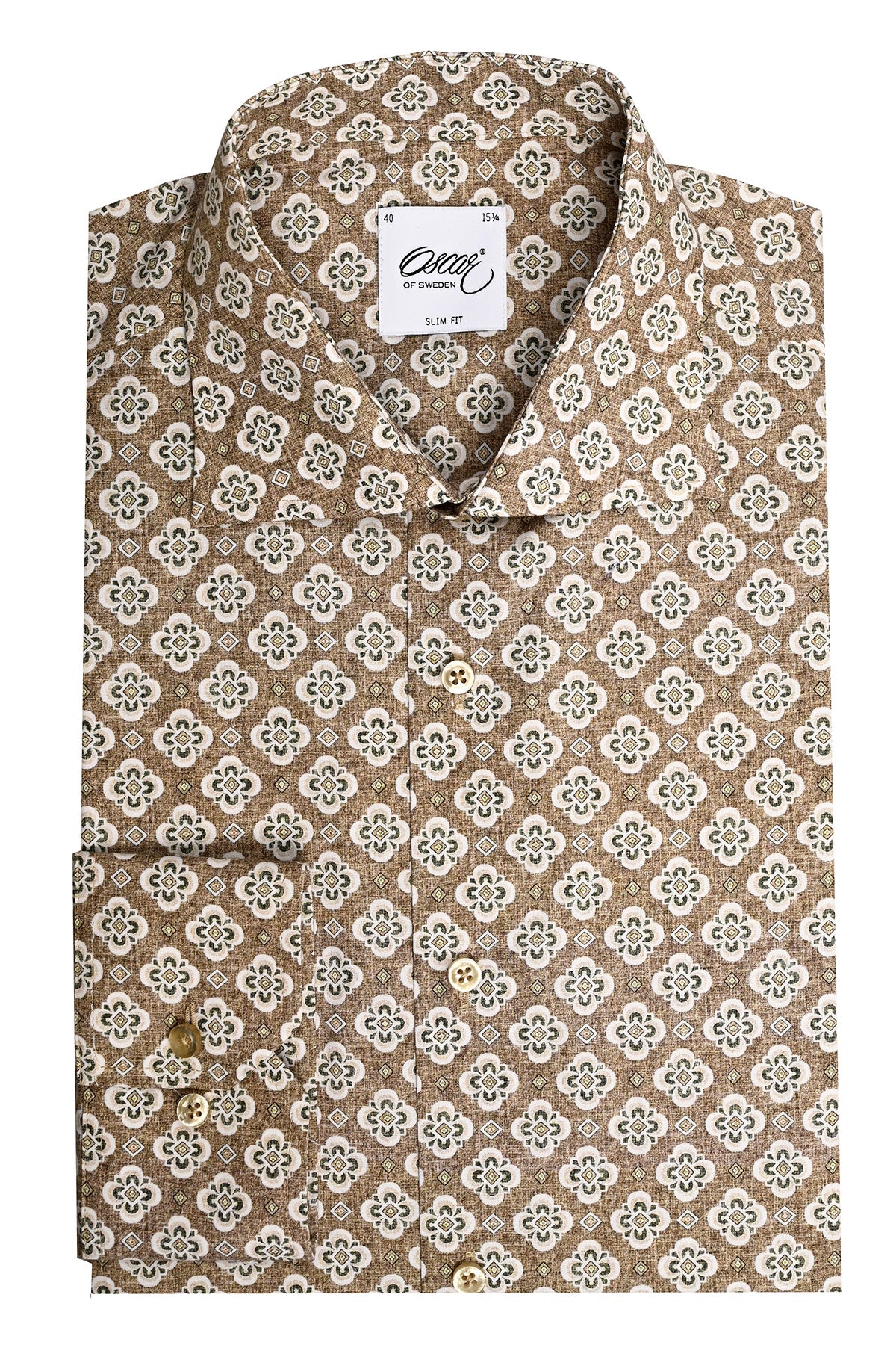 Brown printed slim fit shirt