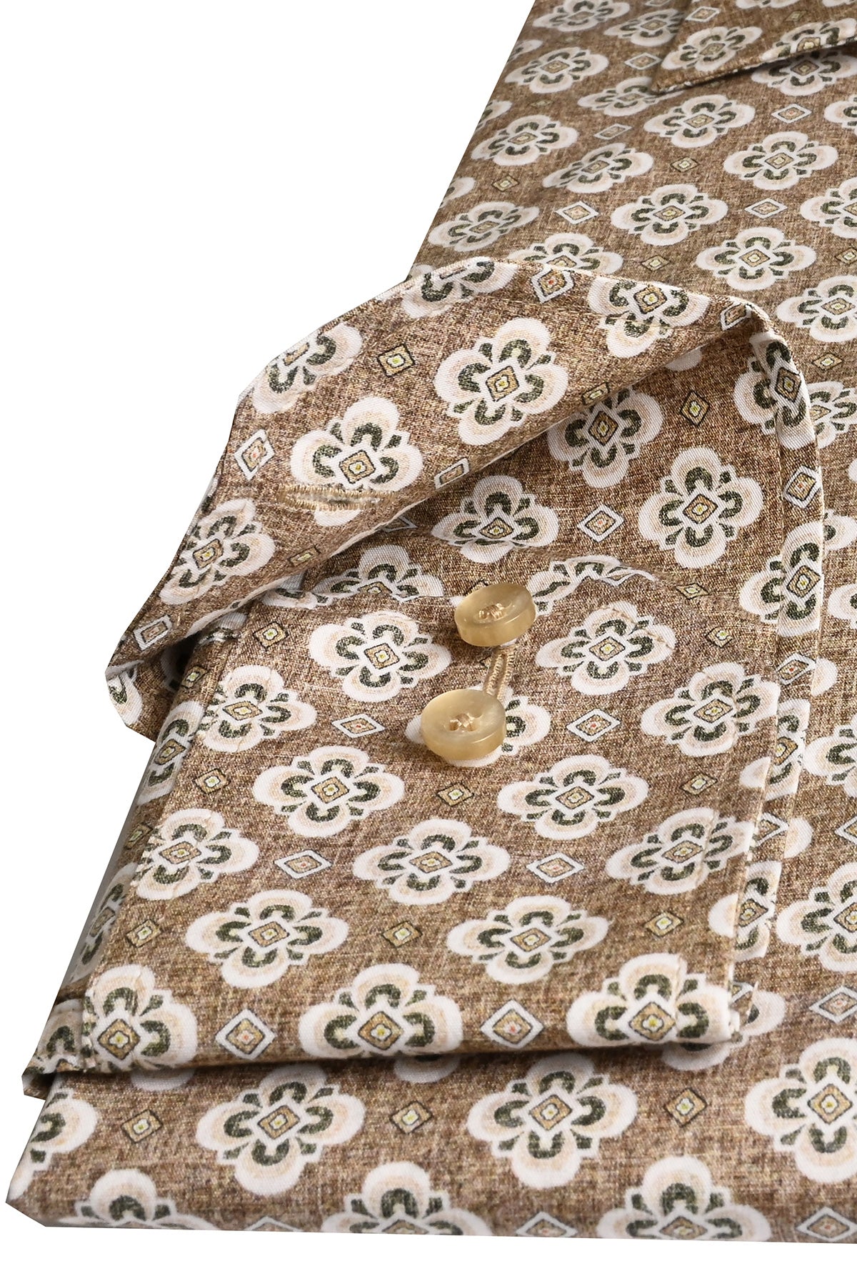 Brown printed slim fit shirt