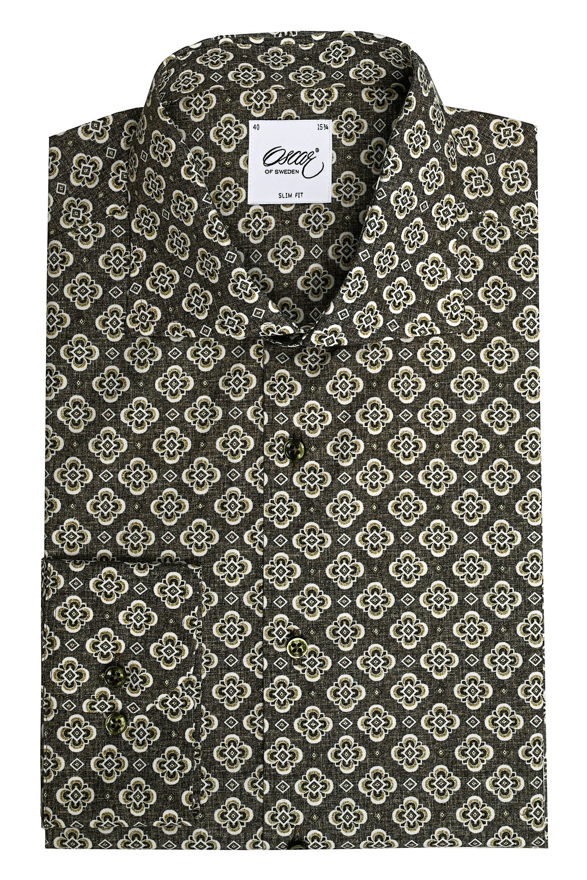 Green printed slim fit shirt