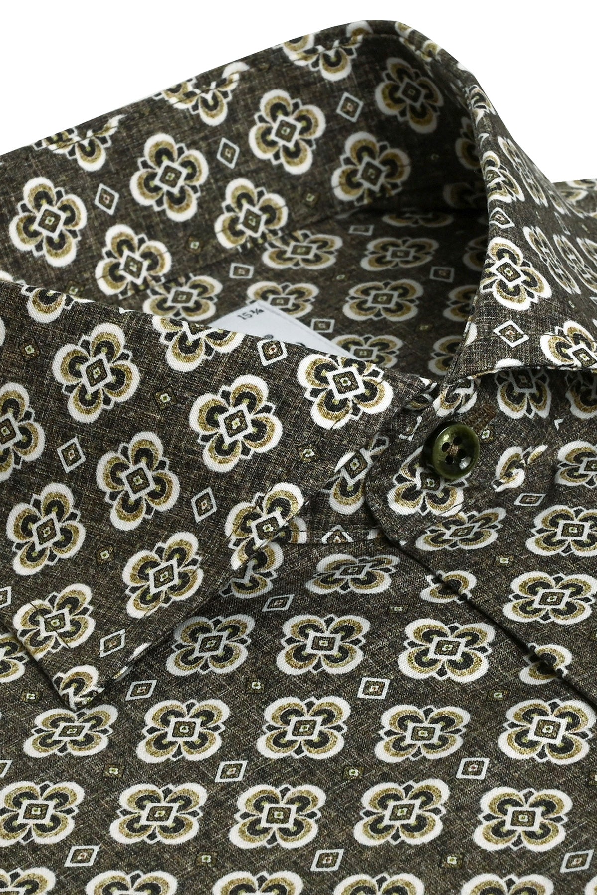 Green patterned slim fit shirt