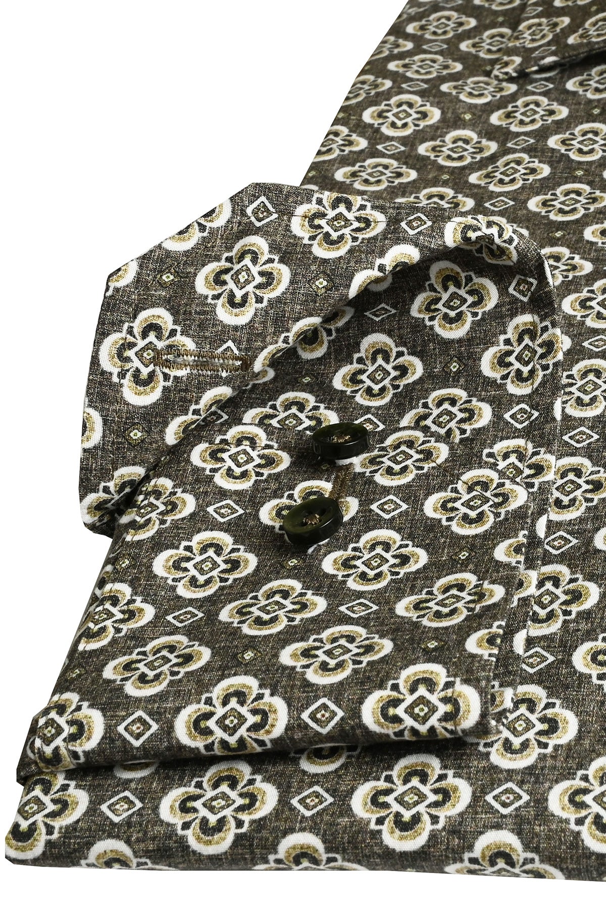 Green patterned slim fit shirt