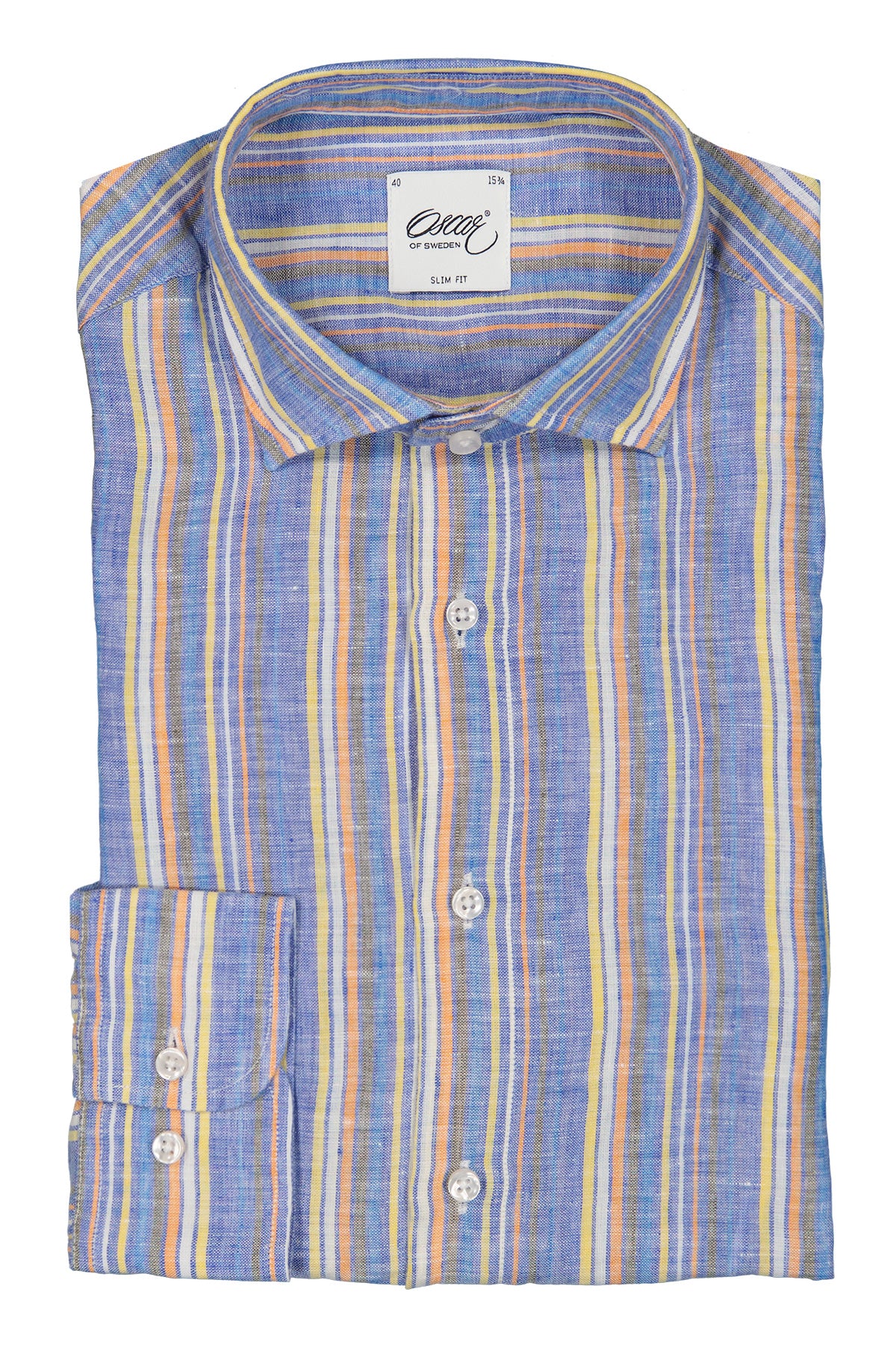 Multi color striped slim fit linen shirt