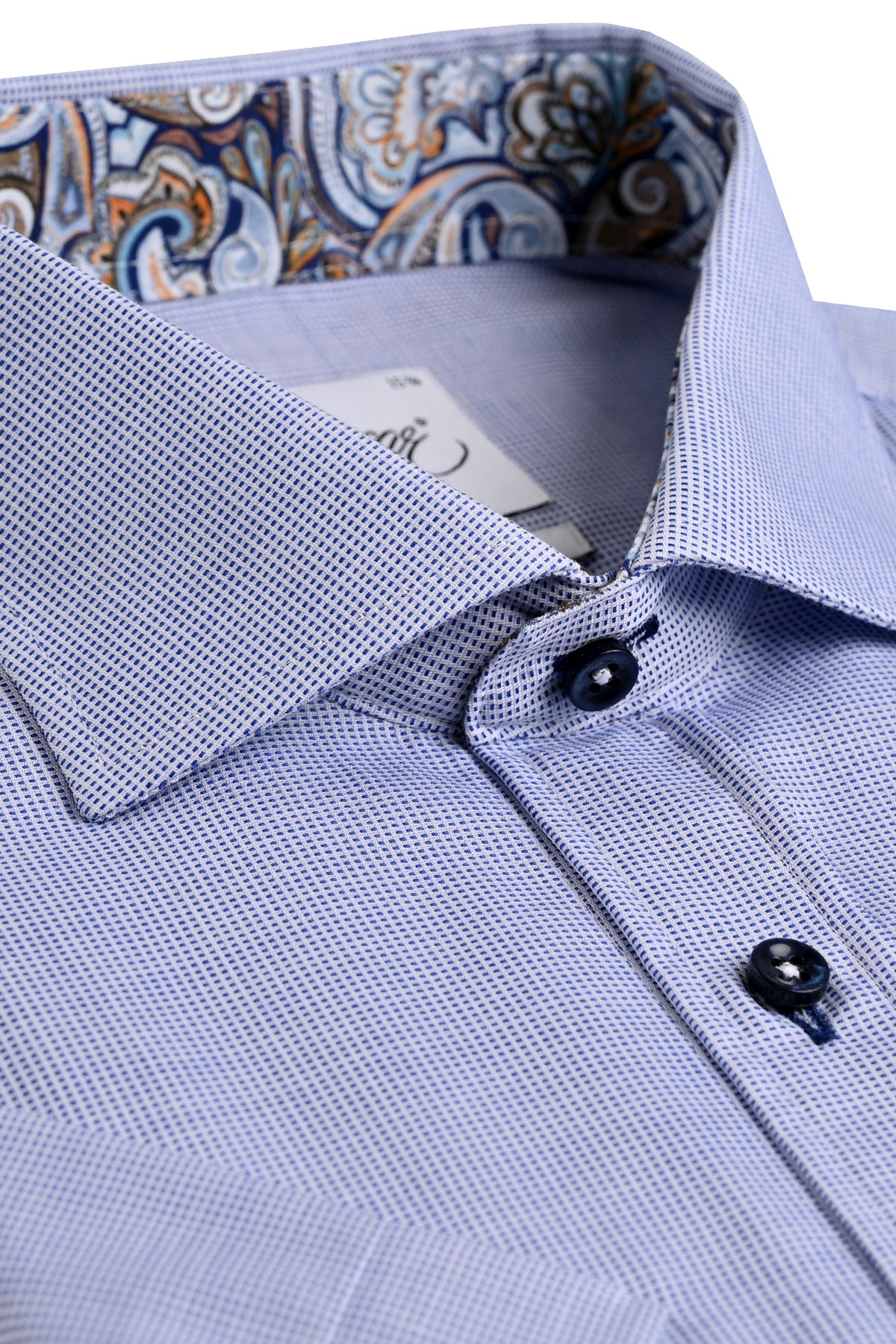 Blue short sleeve regular fit shirt with contrast details