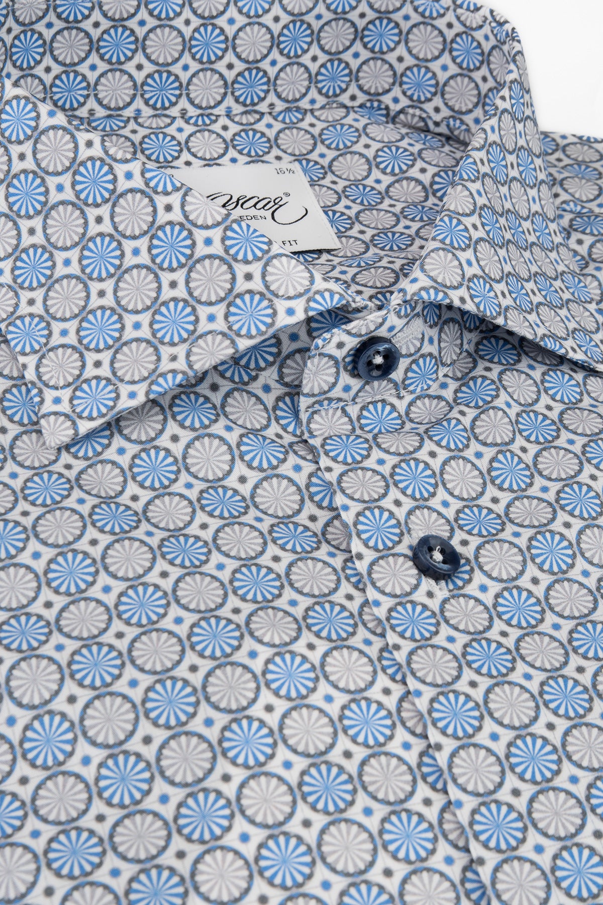 Blue printed short sleeve regular fit shirt