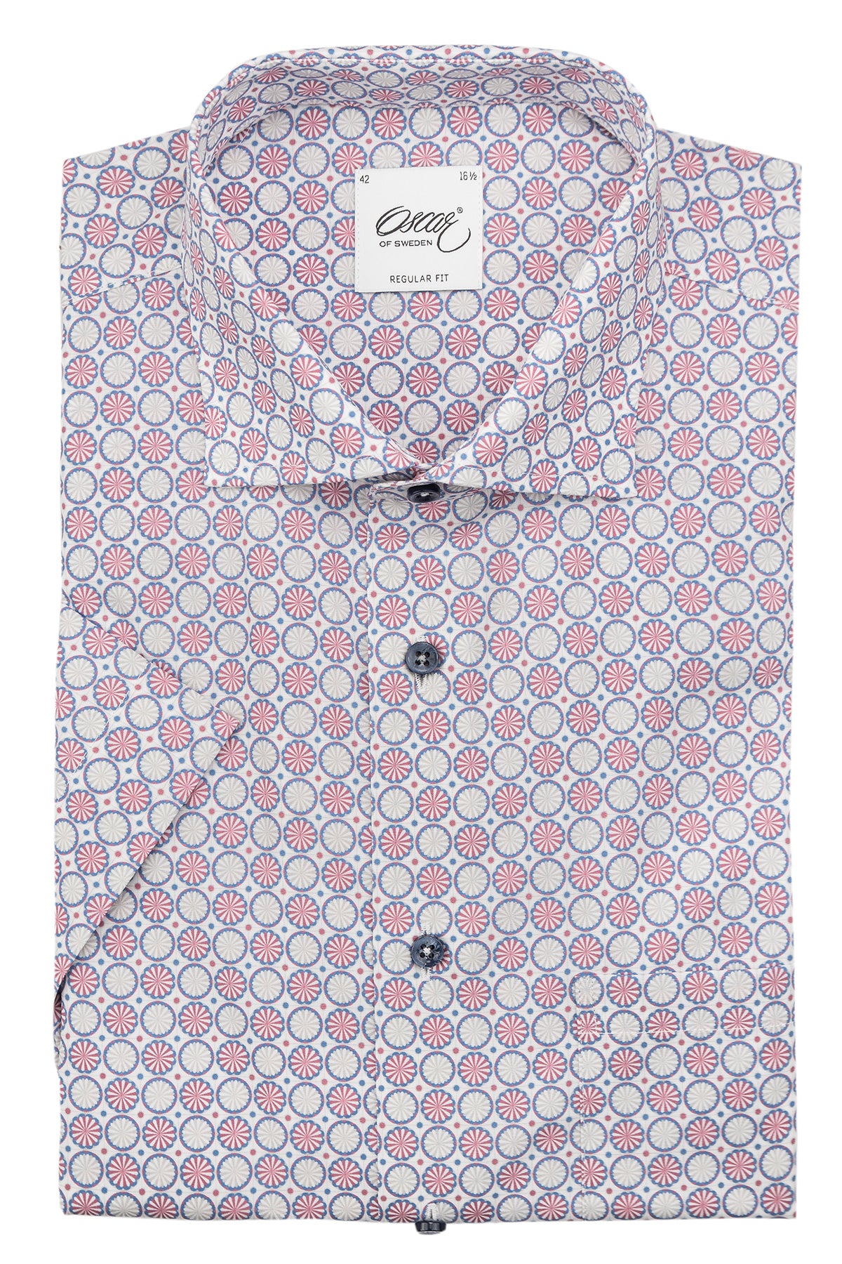 Pink printed short sleeve regular fit shirt