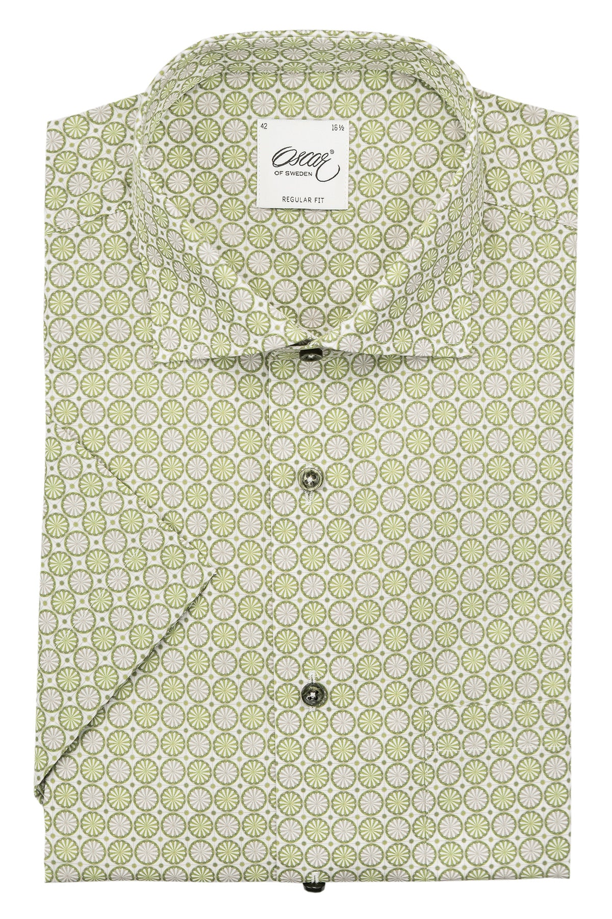 Green printed short sleeve regular fit shirt