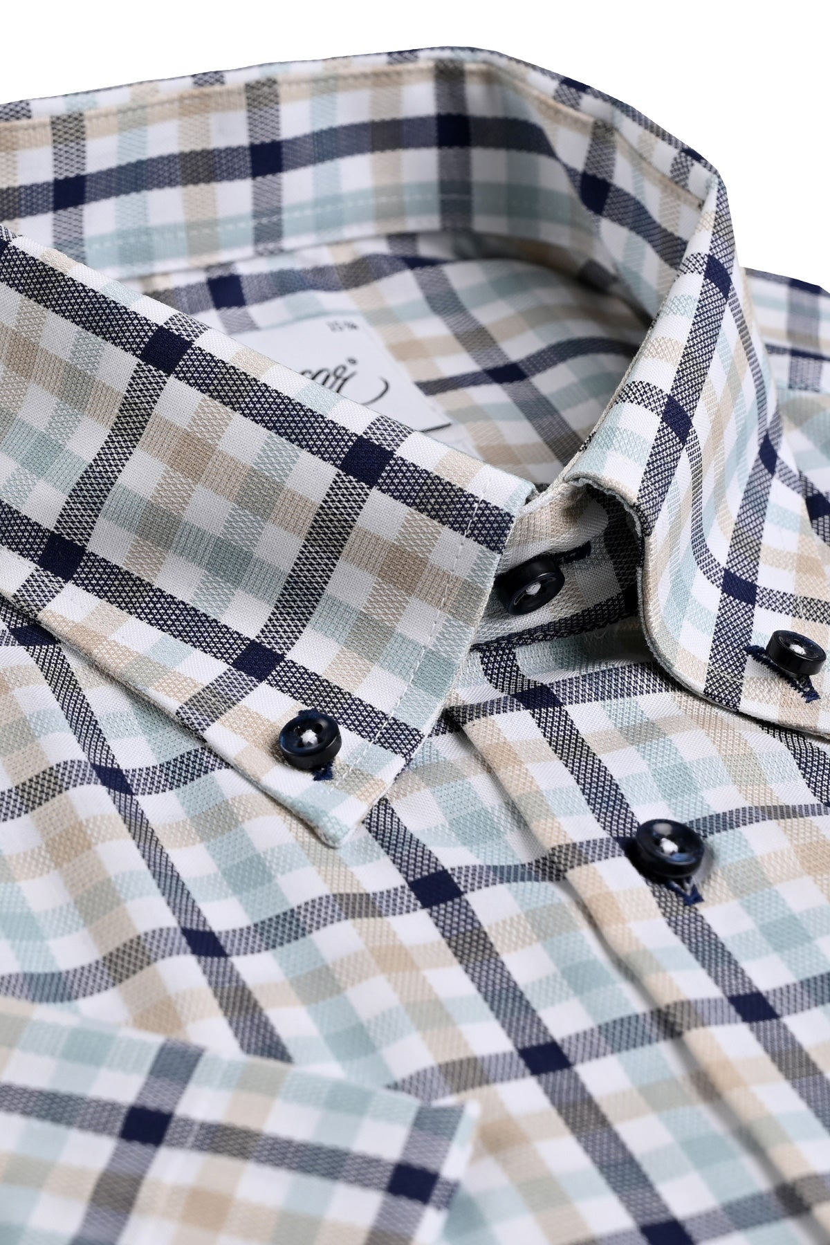 Blue checked short sleeve regular fit shirt