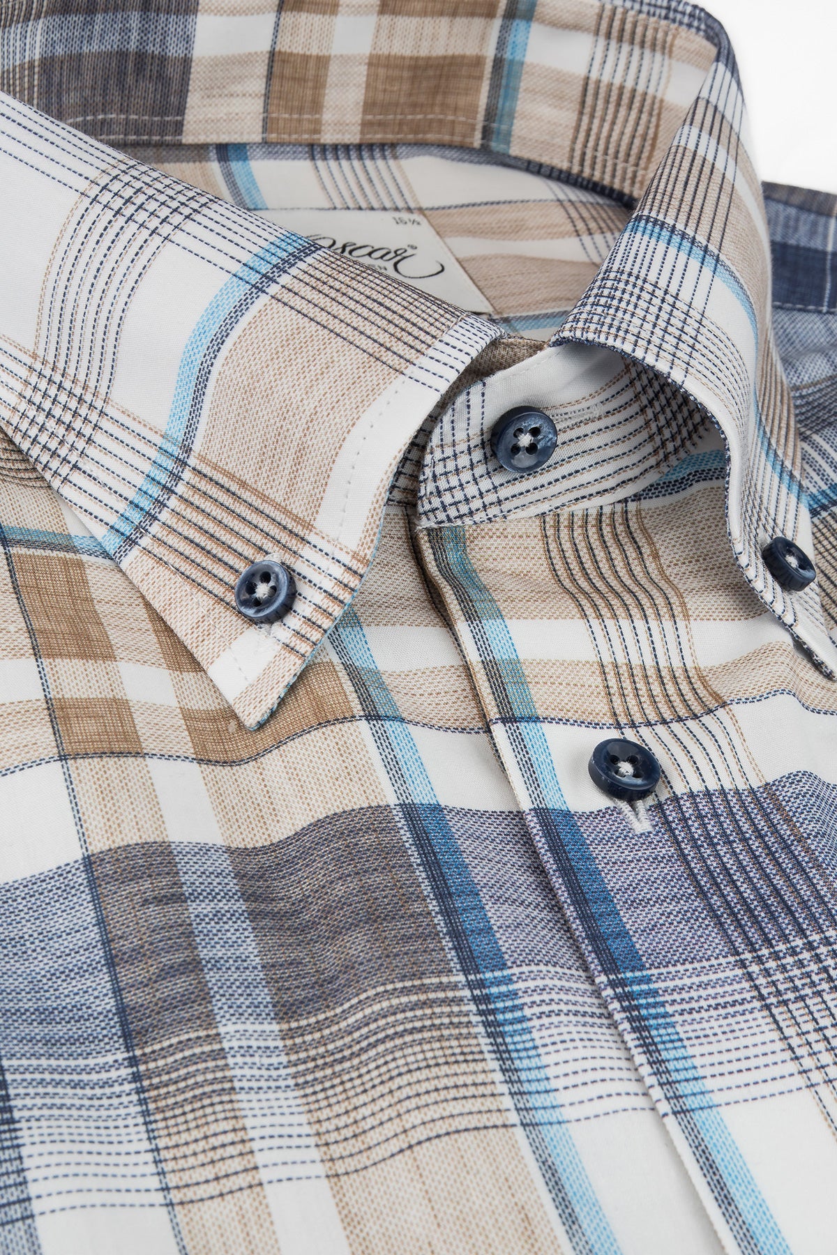 Blue checked short sleeve regular fit shirt