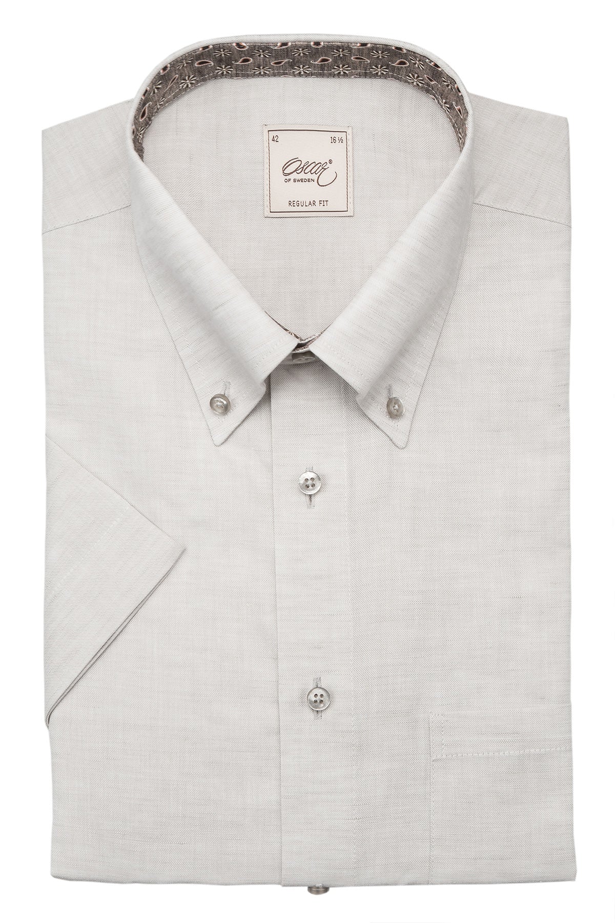 Light grey short sleeve regular fit shirt with contrast details