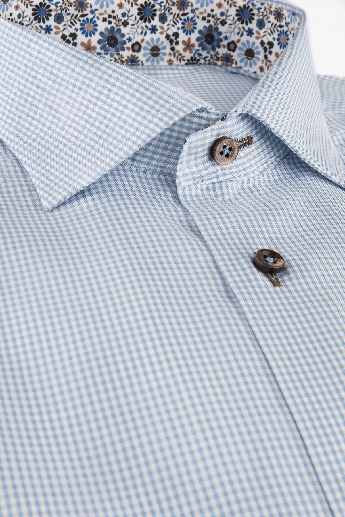 Light blue checked regular fit shirt with contrast details