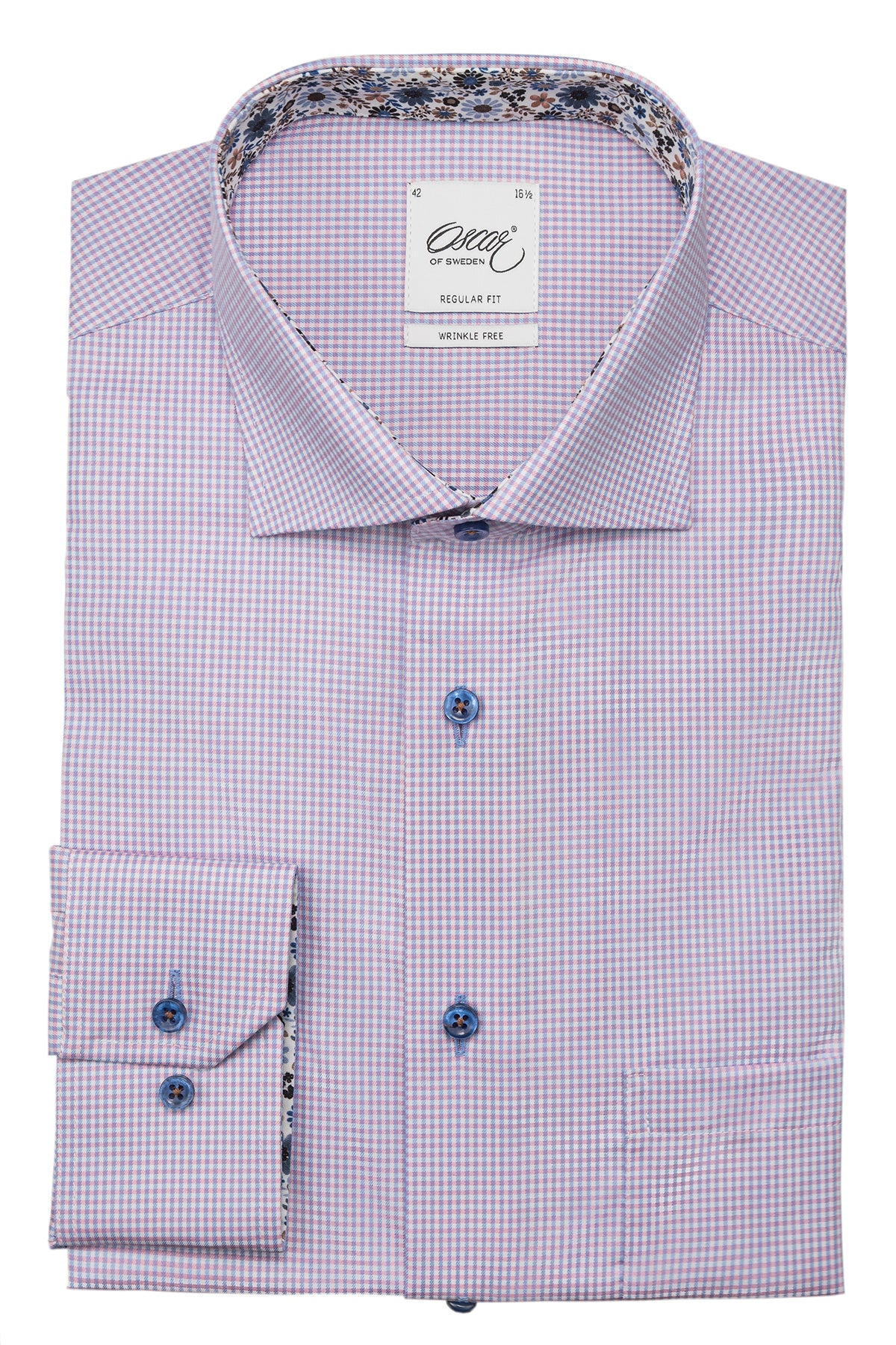 Purple checked regular fit shirt with contrast details