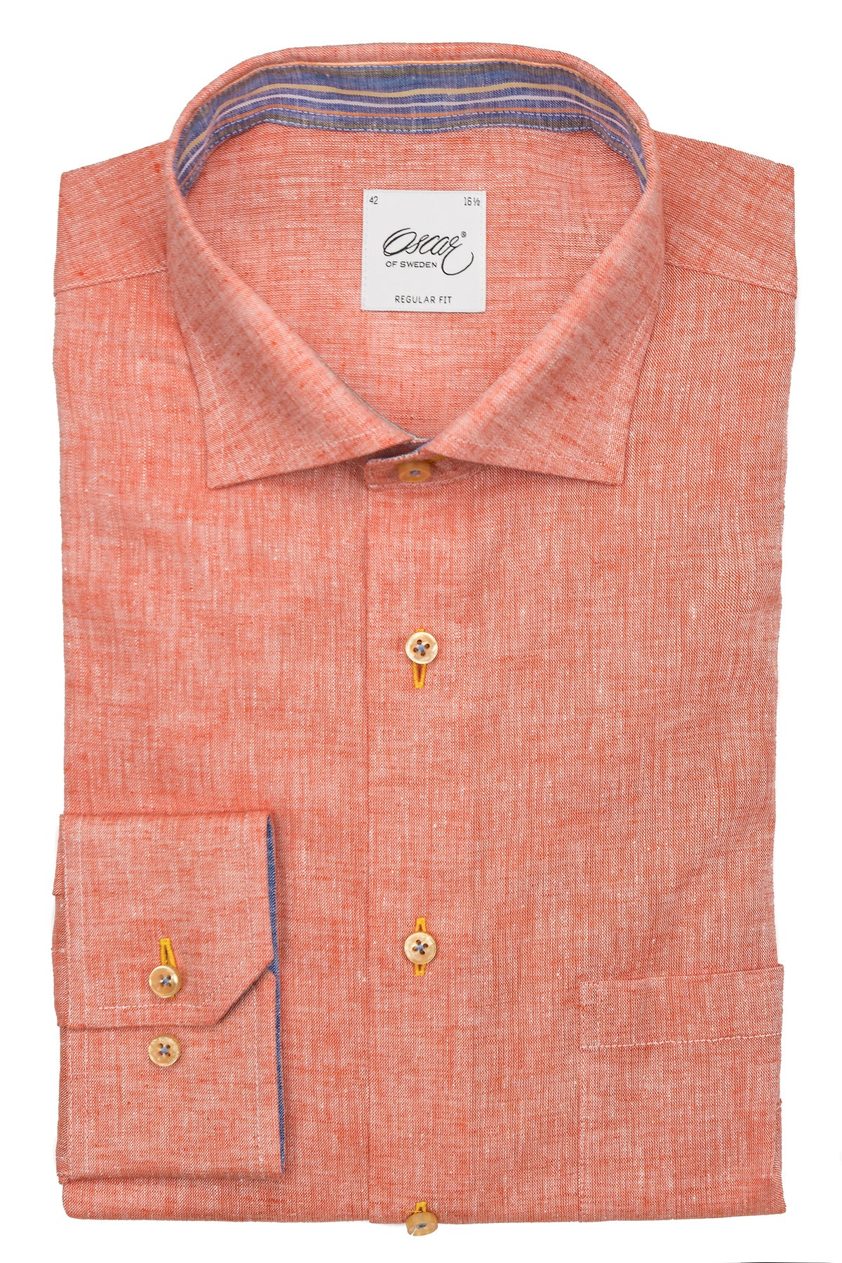 Orange regular fit shirt with contrast details