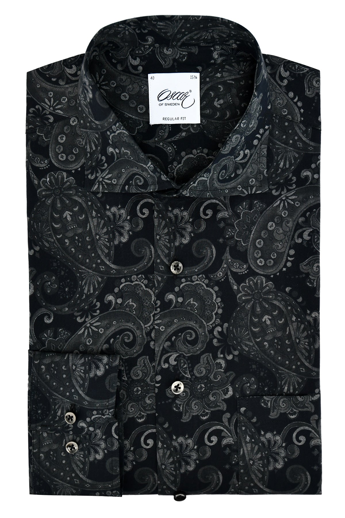 Black shirt with paisley pattern slim fit