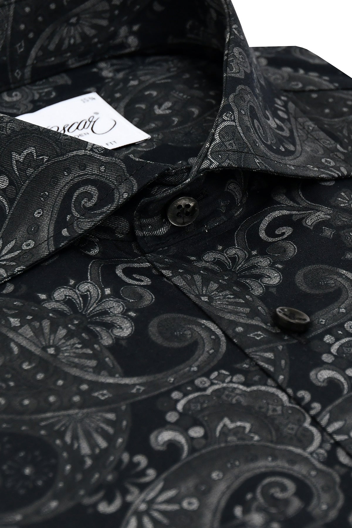 Black shirt with paisley pattern slim fit