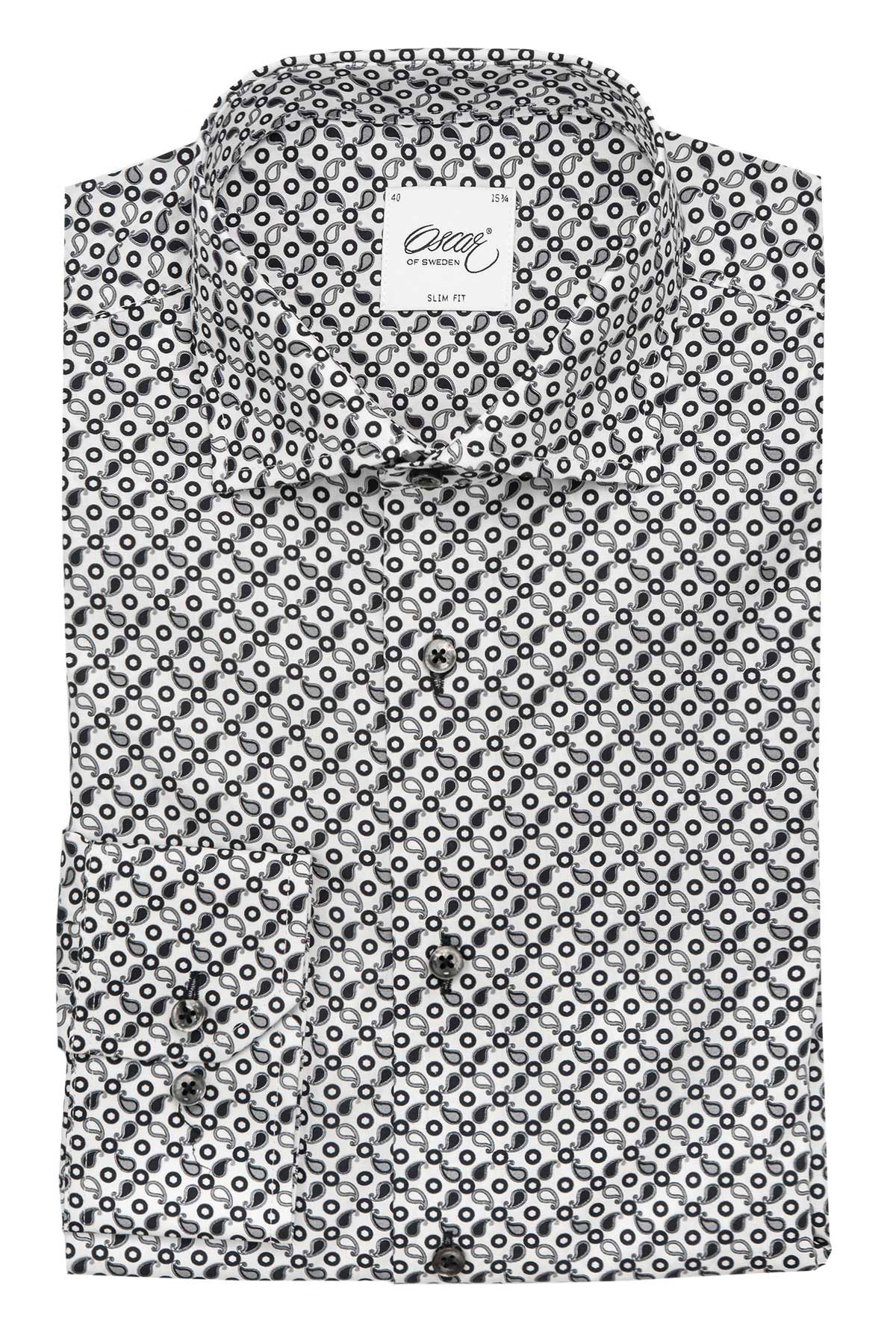 Slim fit shirt with black and white print