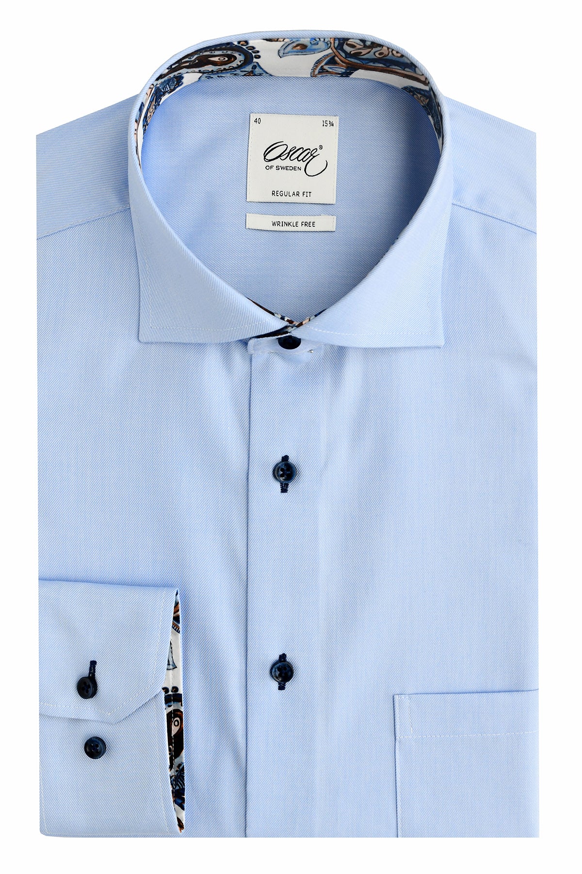 Light blue regular fit shirt with contrast details