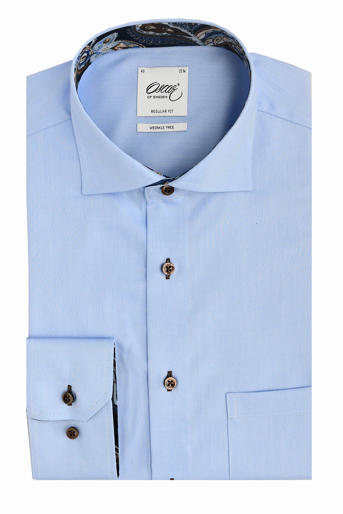 Light blue extra long sleeve regular fit shirt with contrast details