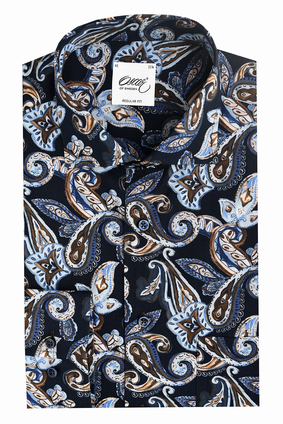 Blue paisley printed regular fit shirt