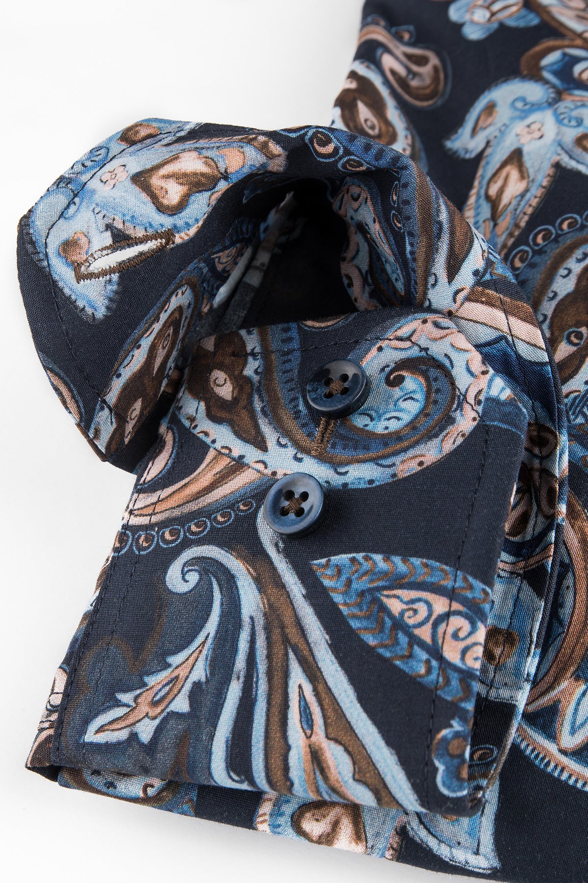 Blue paisley printed regular fit shirt