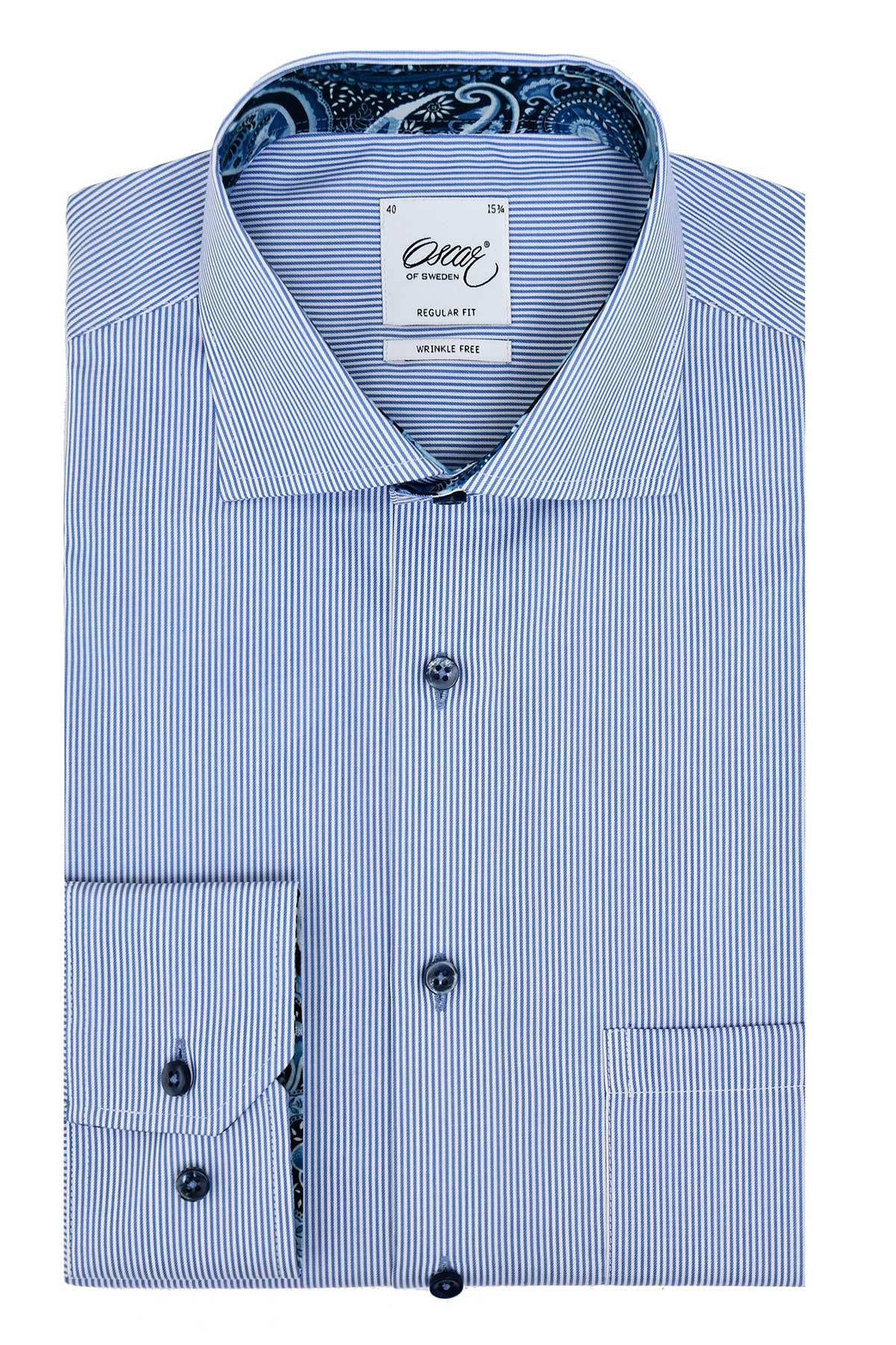 Blue striped regular fit shirt with contrast details