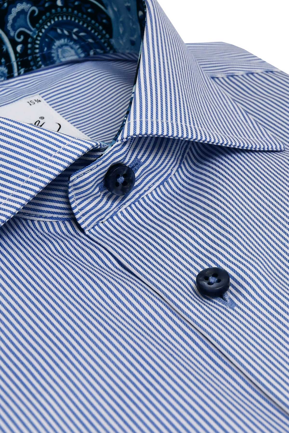 Blue striped regular fit shirt with contrast details