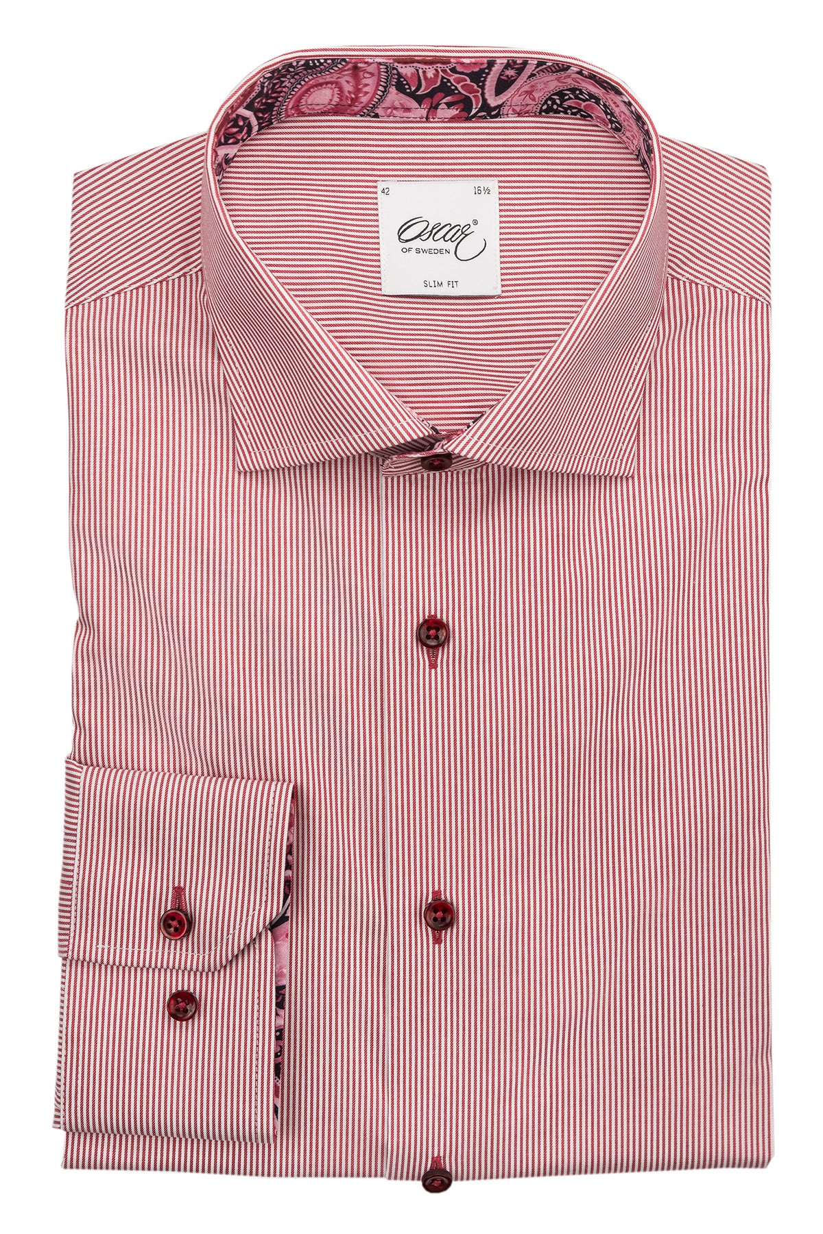 Pink striped regular fit shirt with contrast details