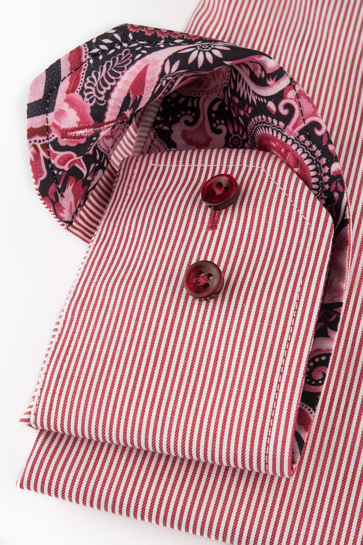 Pink striped regular fit shirt with contrast details