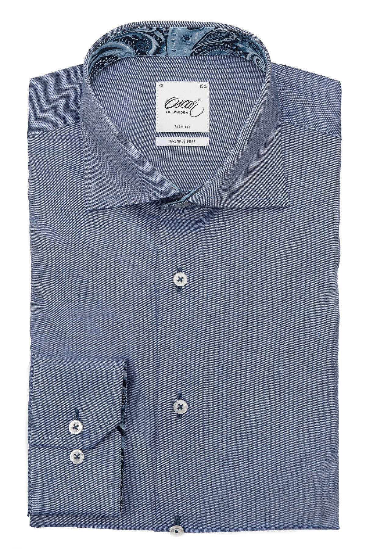 Blue slim fit shirt with contrast details
