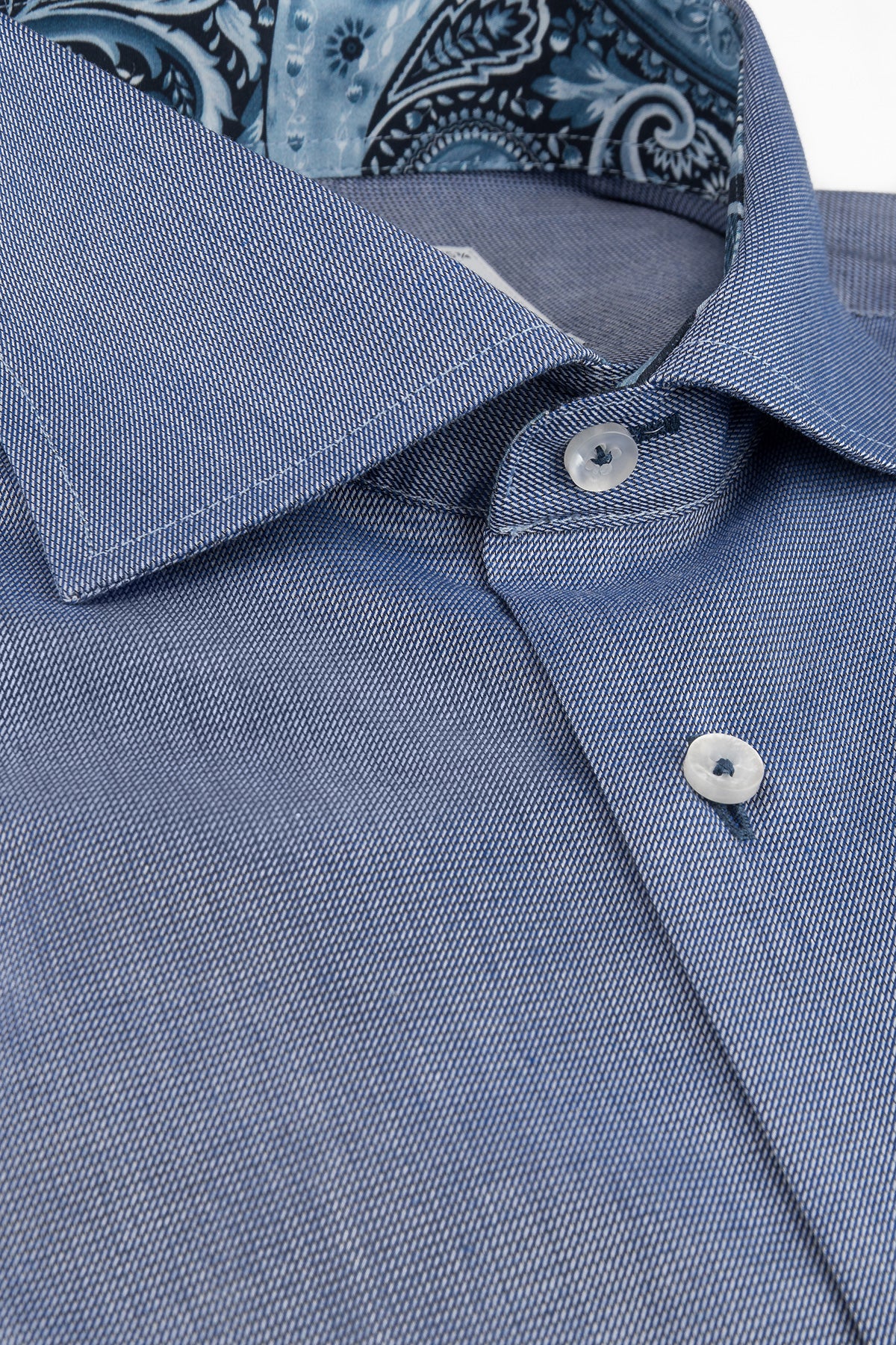 Blue slim fit shirt with contrast details