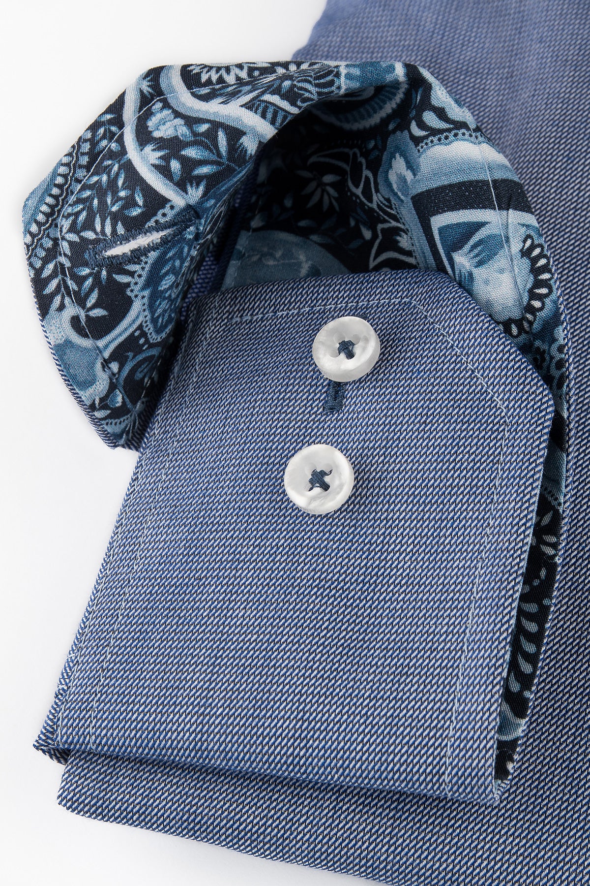 Blue slim fit shirt with contrast details