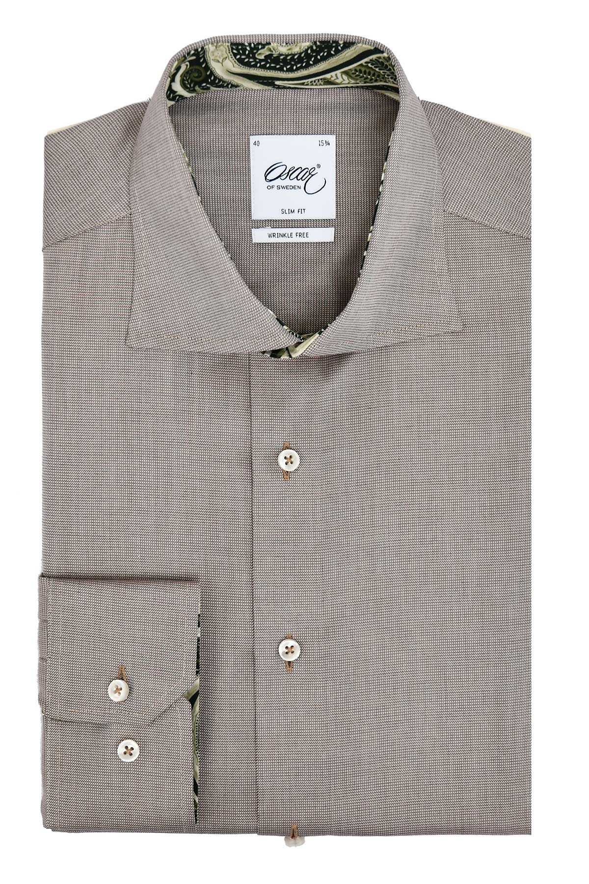 Brown slim fit shirt with contrast details