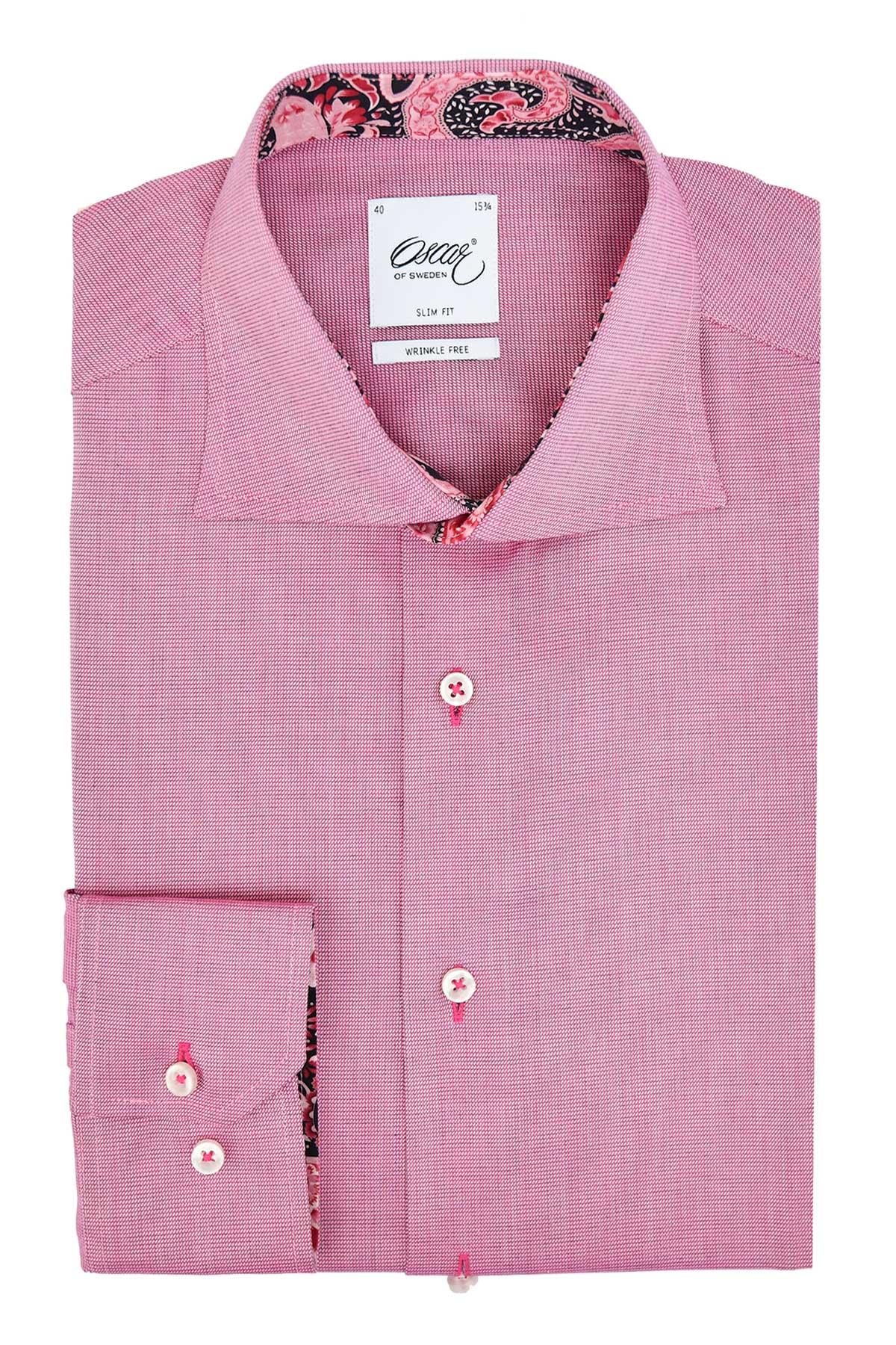 Pink slim fit shirt with contrast details