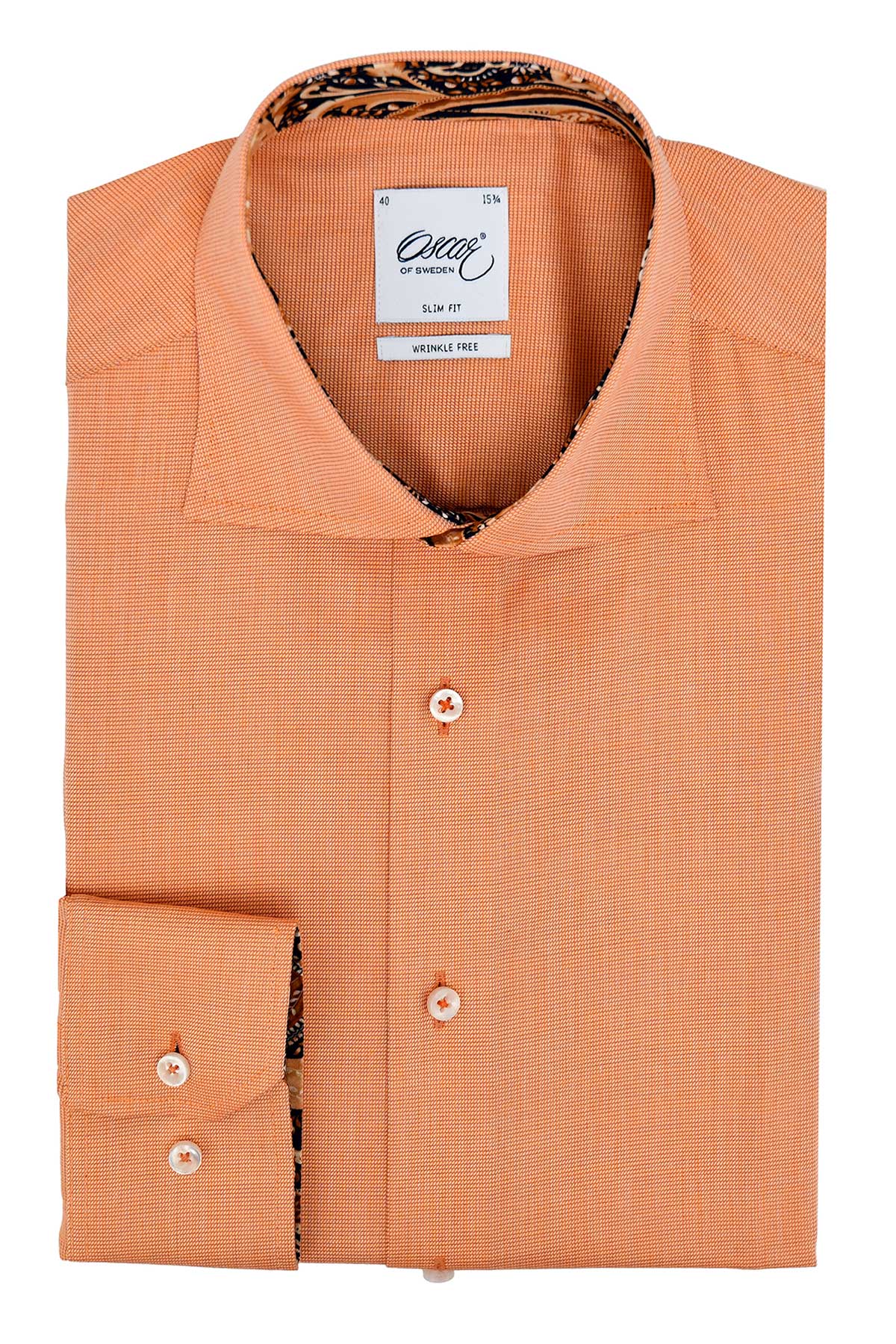 Orange slim fit shirt with contrast details