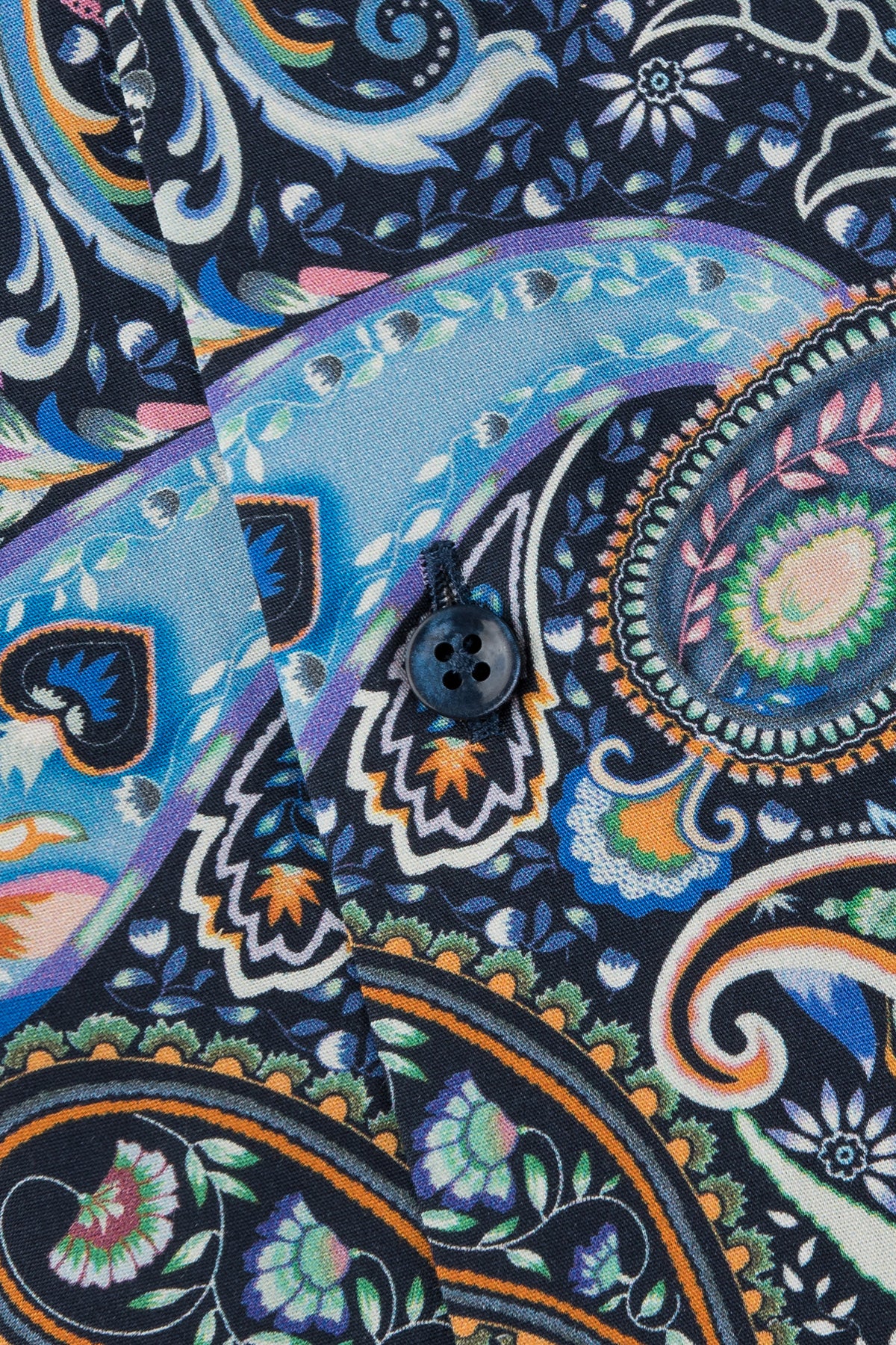 Blue paisley printed slim fit shirt