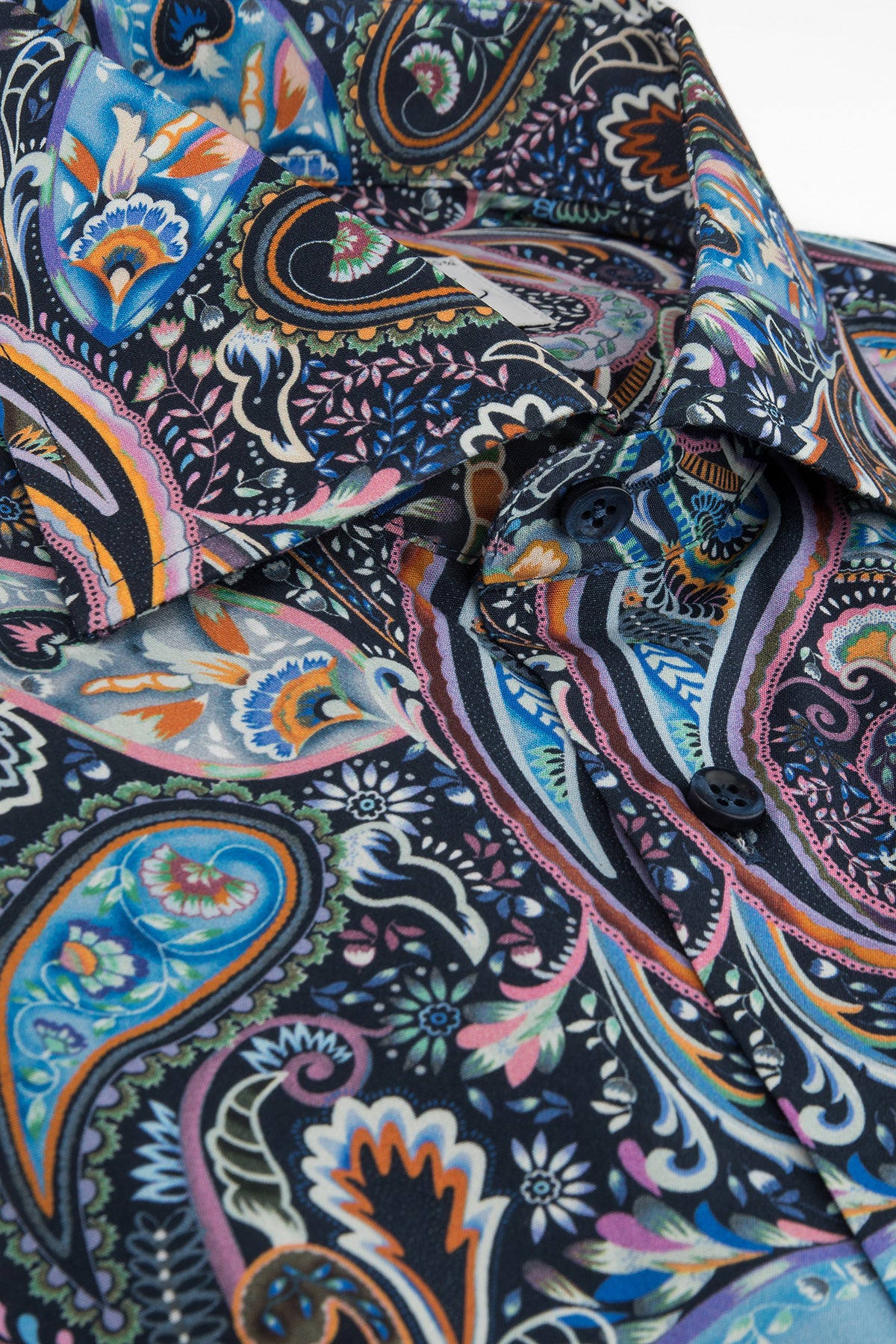 Blue paisley printed slim fit shirt