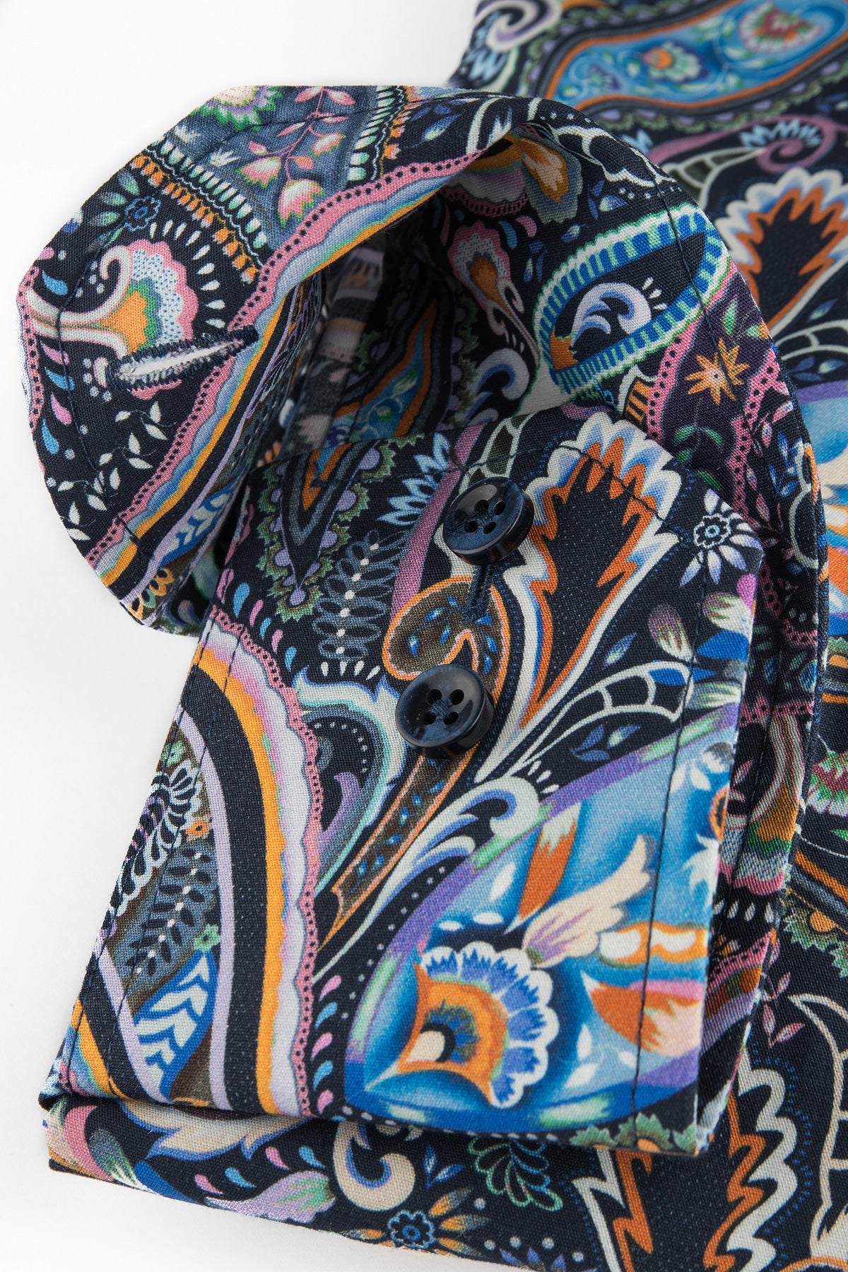 Blue paisley printed slim fit shirt